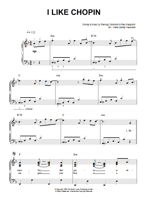 Download Gazebo I Like Chopin Sheet Music and learn how to play Piano & Vocal PDF digital score in minutes