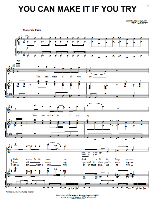Download Gene Allison You Can Make It If You Try Sheet Music and learn how to play Piano, Vocal & Guitar (Right-Hand Melody) PDF digital score in minutes
