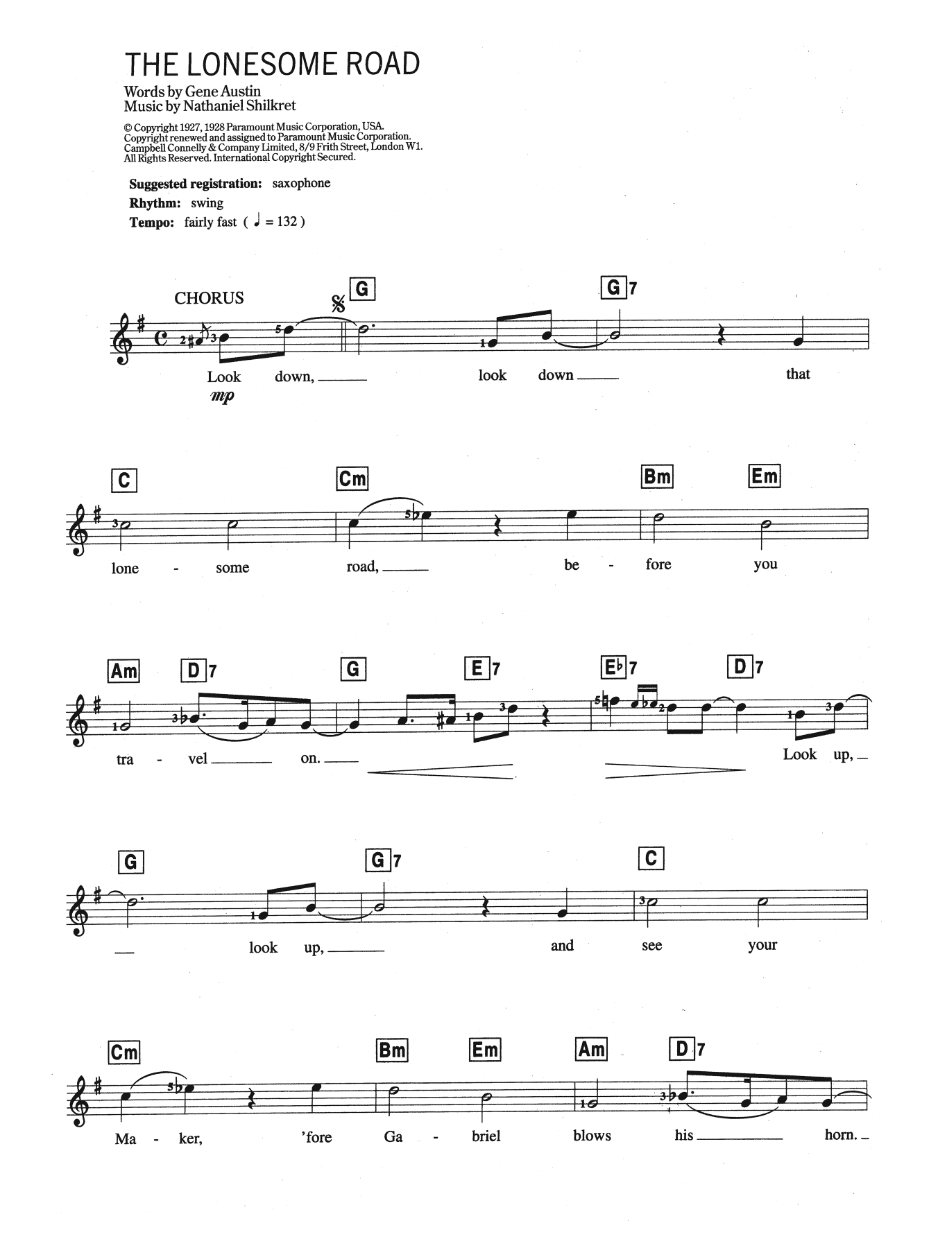 Download Gene Austin Lonesome Road Sheet Music and learn how to play Keyboard PDF digital score in minutes