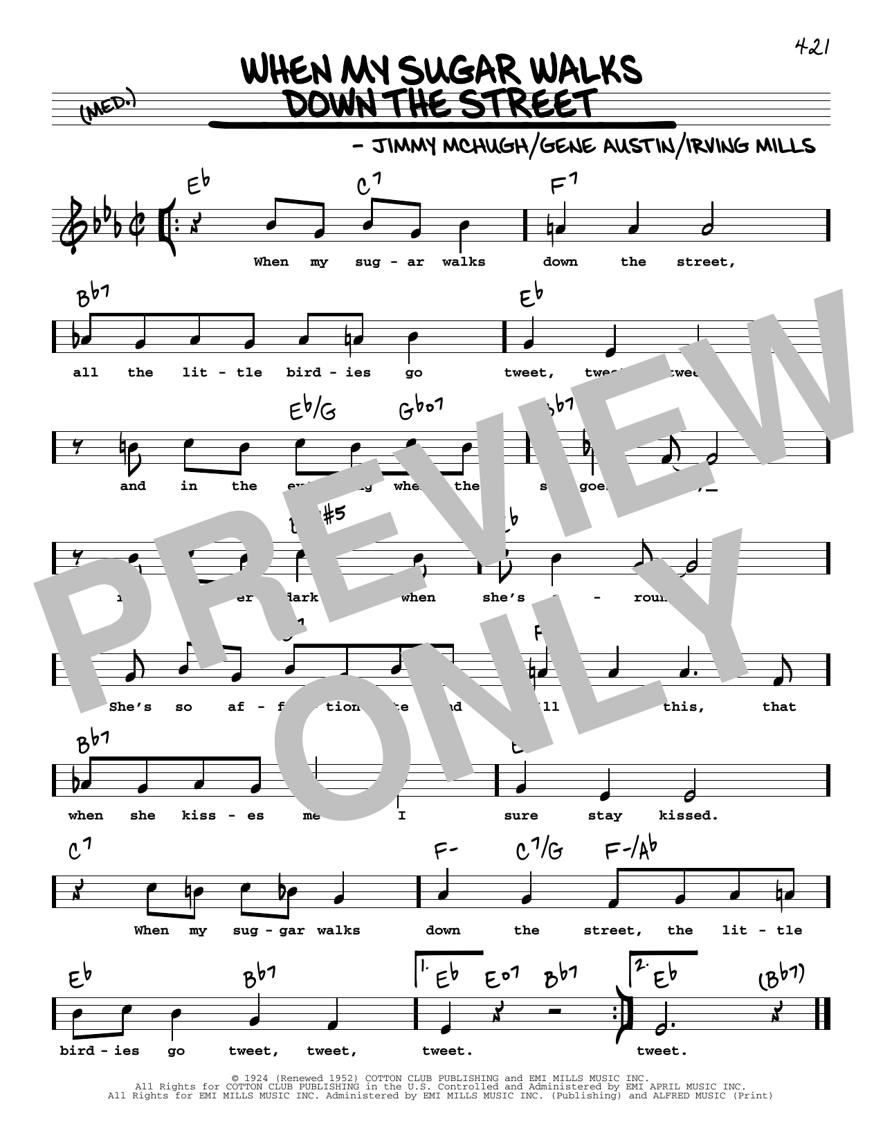 Download Gene Austin When My Sugar Walks Down The Street (High Voice) Sheet Music and learn how to play Real Book – Melody, Lyrics & Chords PDF digital score in minutes