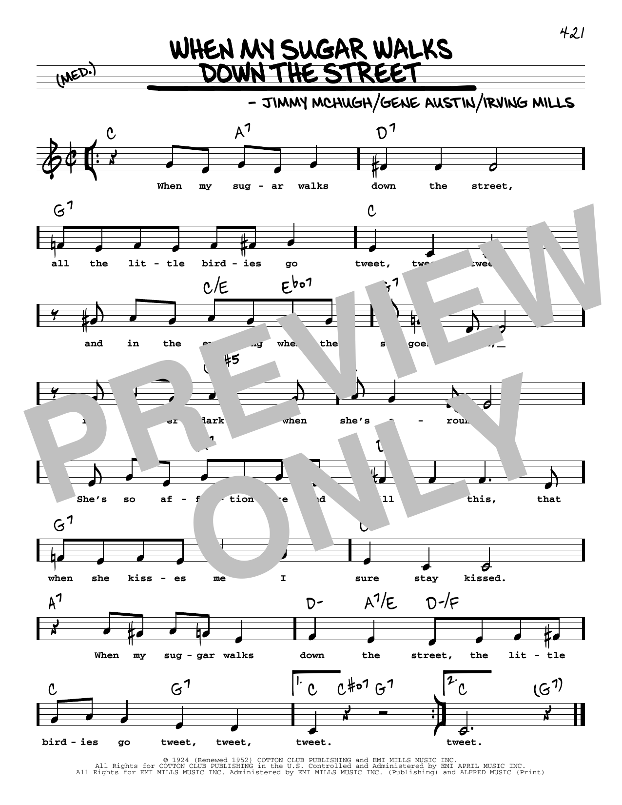 Download Gene Austin When My Sugar Walks Down The Street (Low Voice) Sheet Music and learn how to play Real Book – Melody, Lyrics & Chords PDF digital score in minutes