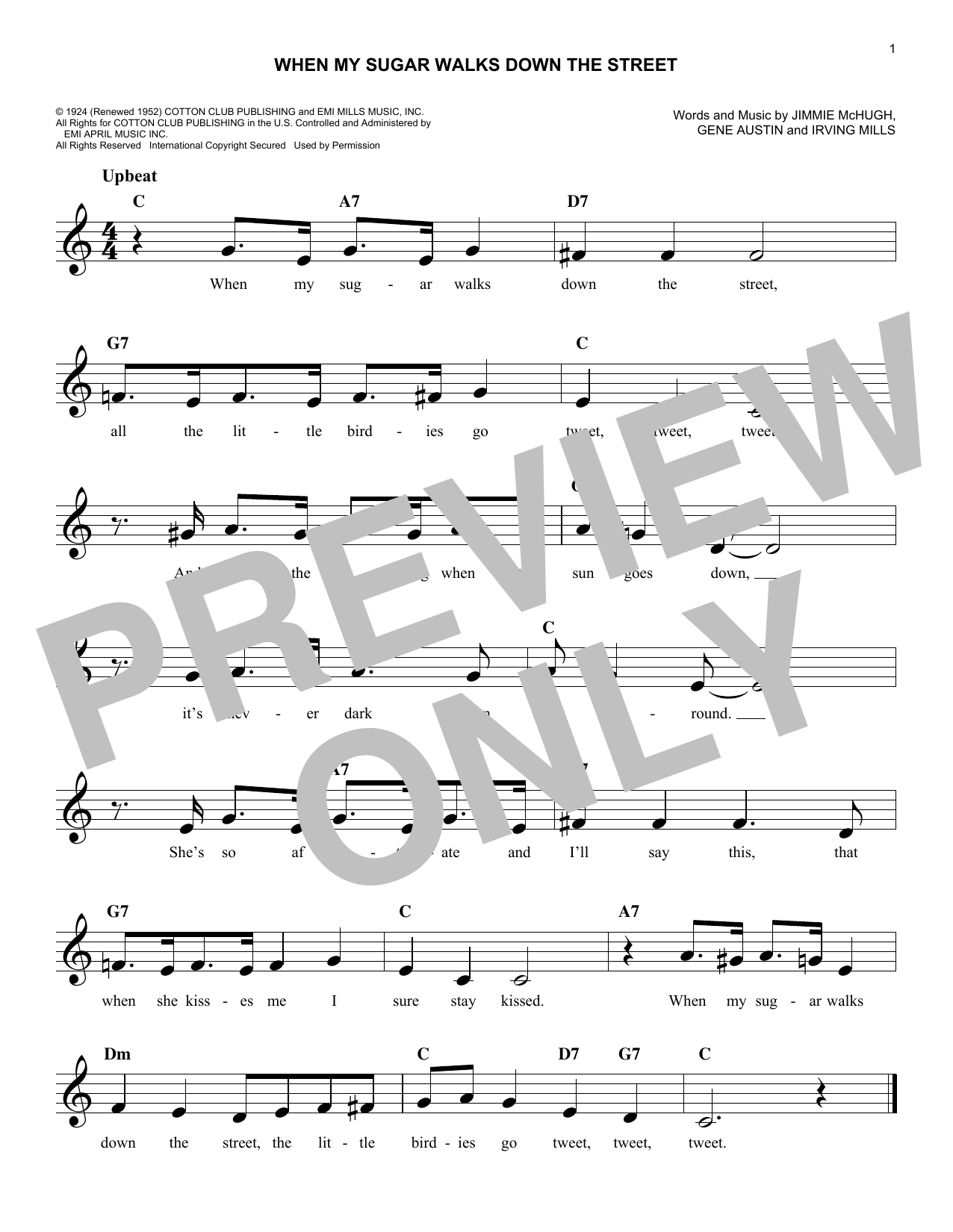 Download Gene Austin When My Sugar Walks Down The Street Sheet Music and learn how to play Real Book – Melody & Chords PDF digital score in minutes