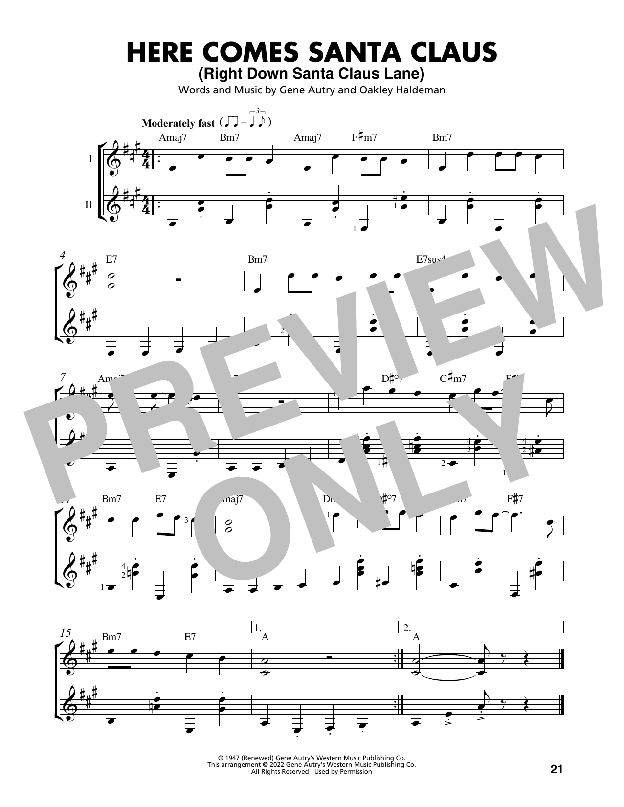 Download Gene Autry Here Comes Santa Claus (Right Down Santa Claus Lane) (arr. Mark Phillips) Sheet Music and learn how to play Easy Guitar Tab PDF digital score in minutes