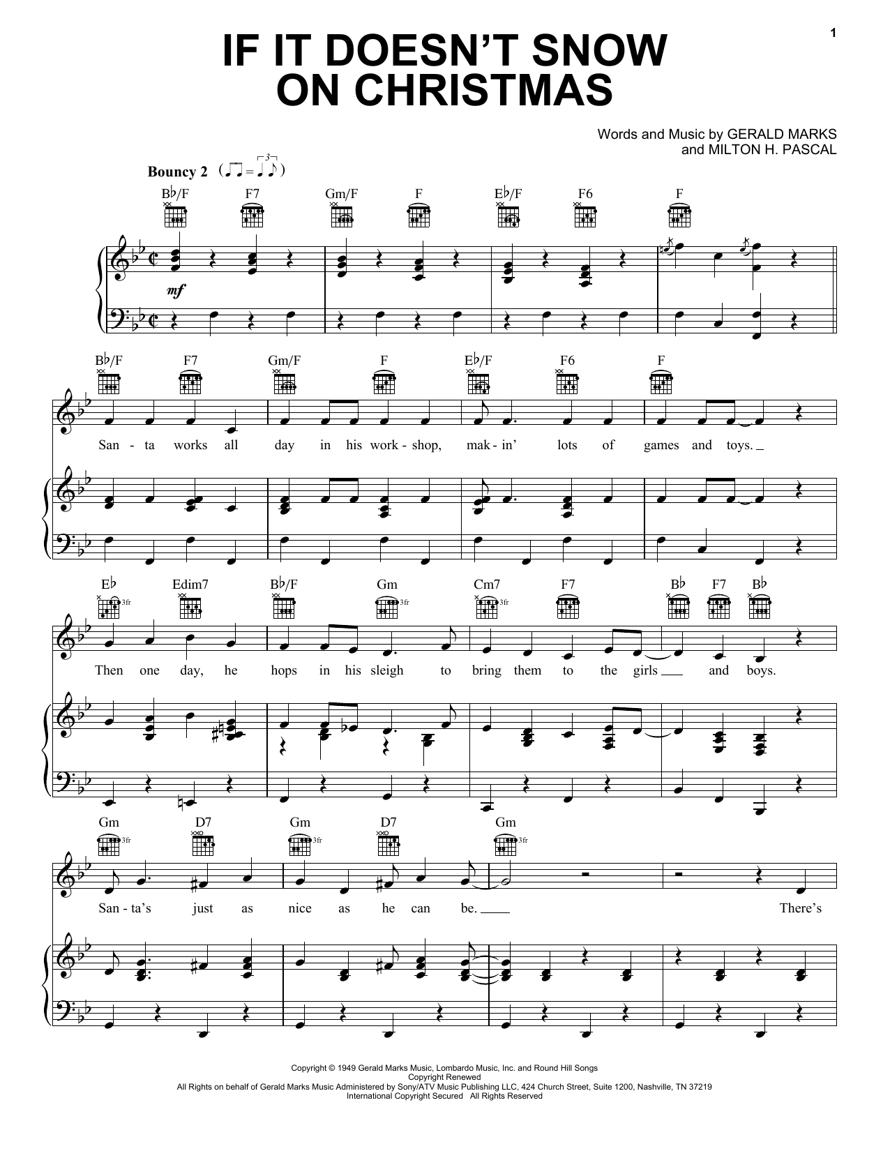 Download Gene Autry If It Doesn't Snow On Christmas Sheet Music and learn how to play Piano, Vocal & Guitar (Right-Hand Melody) PDF digital score in minutes