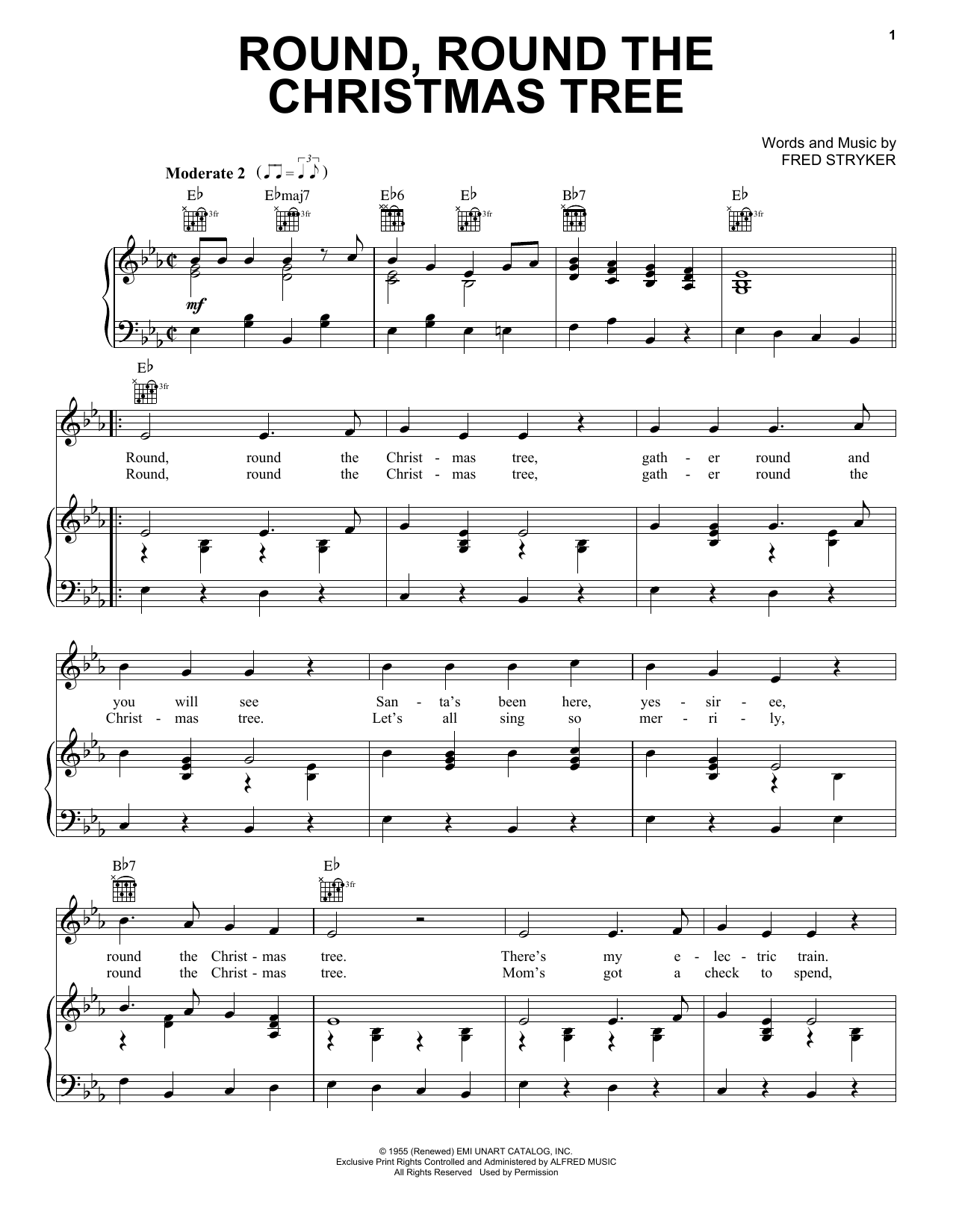 Download Gene Autry Round, Round The Christmas Tree Sheet Music and learn how to play Piano, Vocal & Guitar (Right-Hand Melody) PDF digital score in minutes