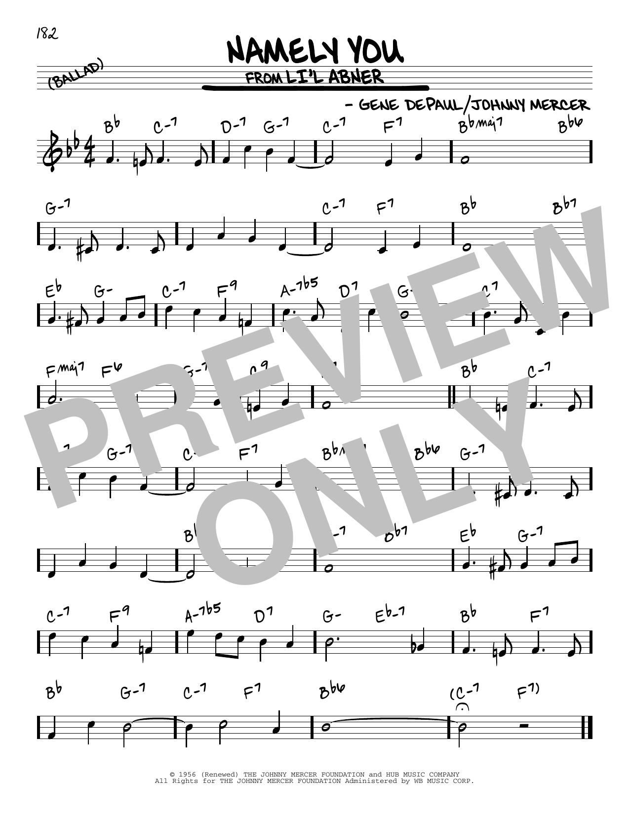 Download Gene De Paul Namely You Sheet Music and learn how to play Real Book – Melody & Chords PDF digital score in minutes