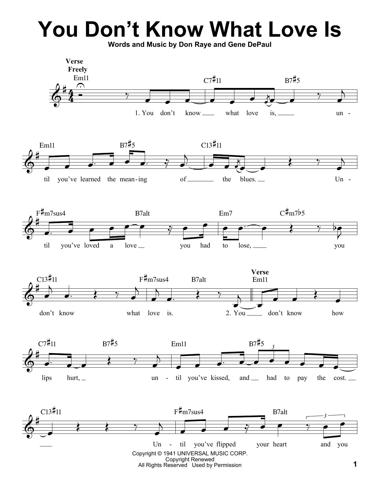 Download Gene De Paul You Don't Know What Love Is Sheet Music and learn how to play Voice PDF digital score in minutes