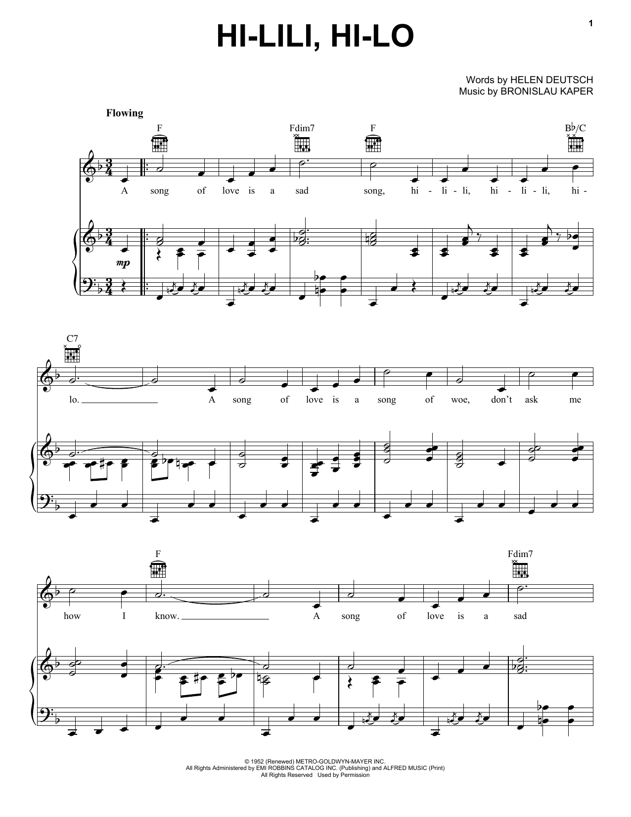 Download Gene Vincent Hi-lili, Hi-lo Sheet Music and learn how to play Piano, Vocal & Guitar (Right-Hand Melody) PDF digital score in minutes