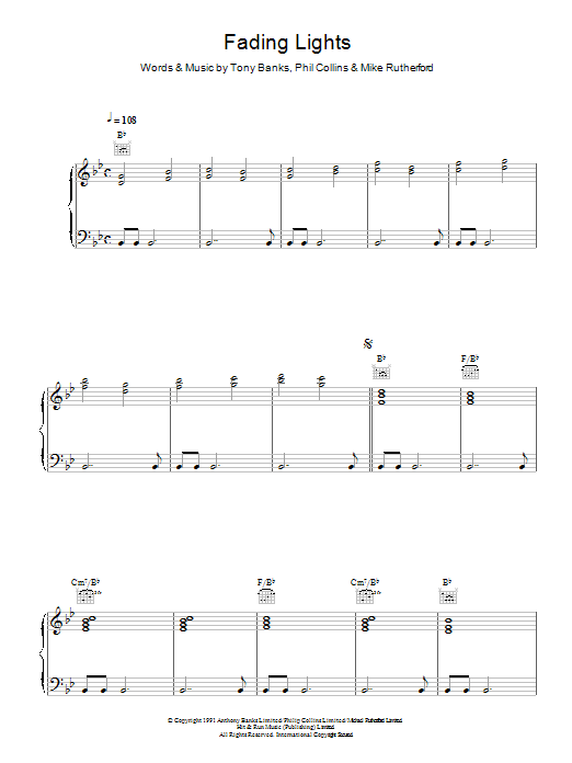 Download Genesis Fading Lights Sheet Music and learn how to play Piano, Vocal & Guitar PDF digital score in minutes