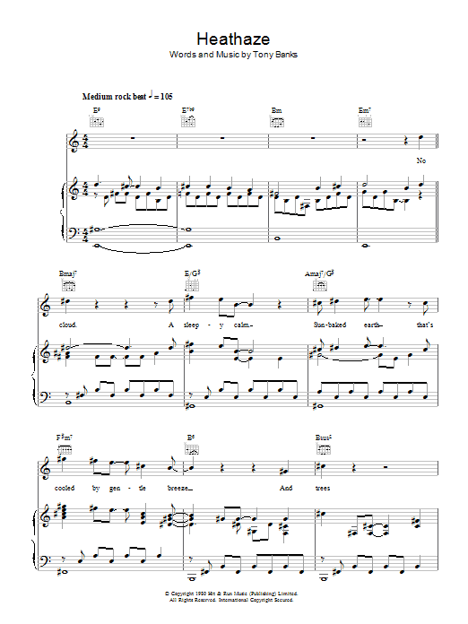 Download Genesis Heathaze Sheet Music and learn how to play Piano, Vocal & Guitar (Right-Hand Melody) PDF digital score in minutes