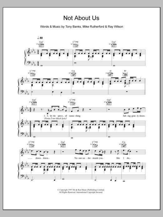 Download Genesis Not About Us Sheet Music and learn how to play Piano, Vocal & Guitar PDF digital score in minutes