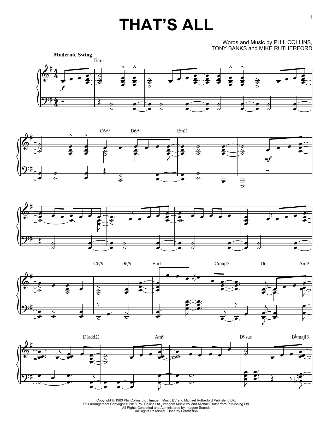 Download Genesis That's All [Jazz version] Sheet Music and learn how to play Piano Solo PDF digital score in minutes