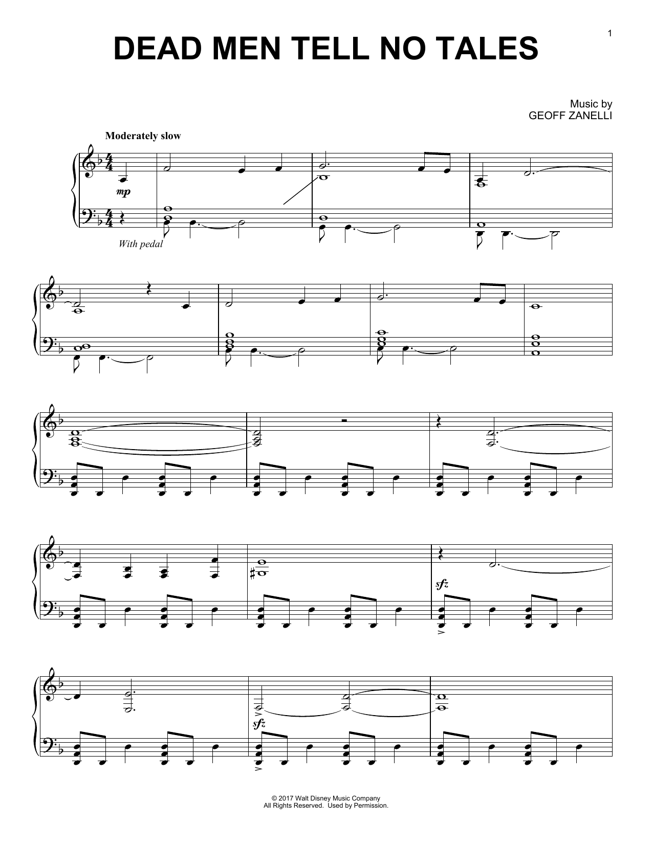 Download Geoff Zanelli Dead Men Tell No Tales Sheet Music and learn how to play Piano PDF digital score in minutes