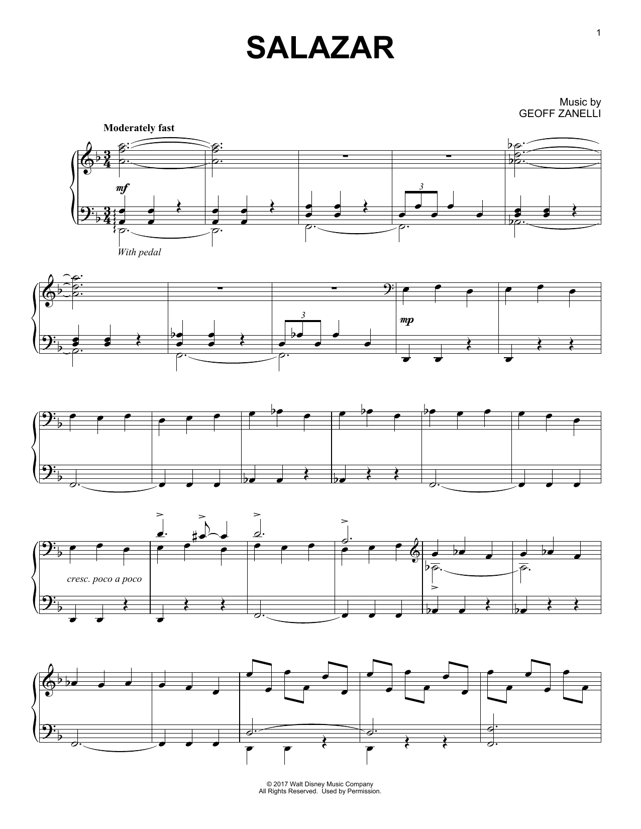 Download Geoff Zanelli Salazar Sheet Music and learn how to play Piano PDF digital score in minutes