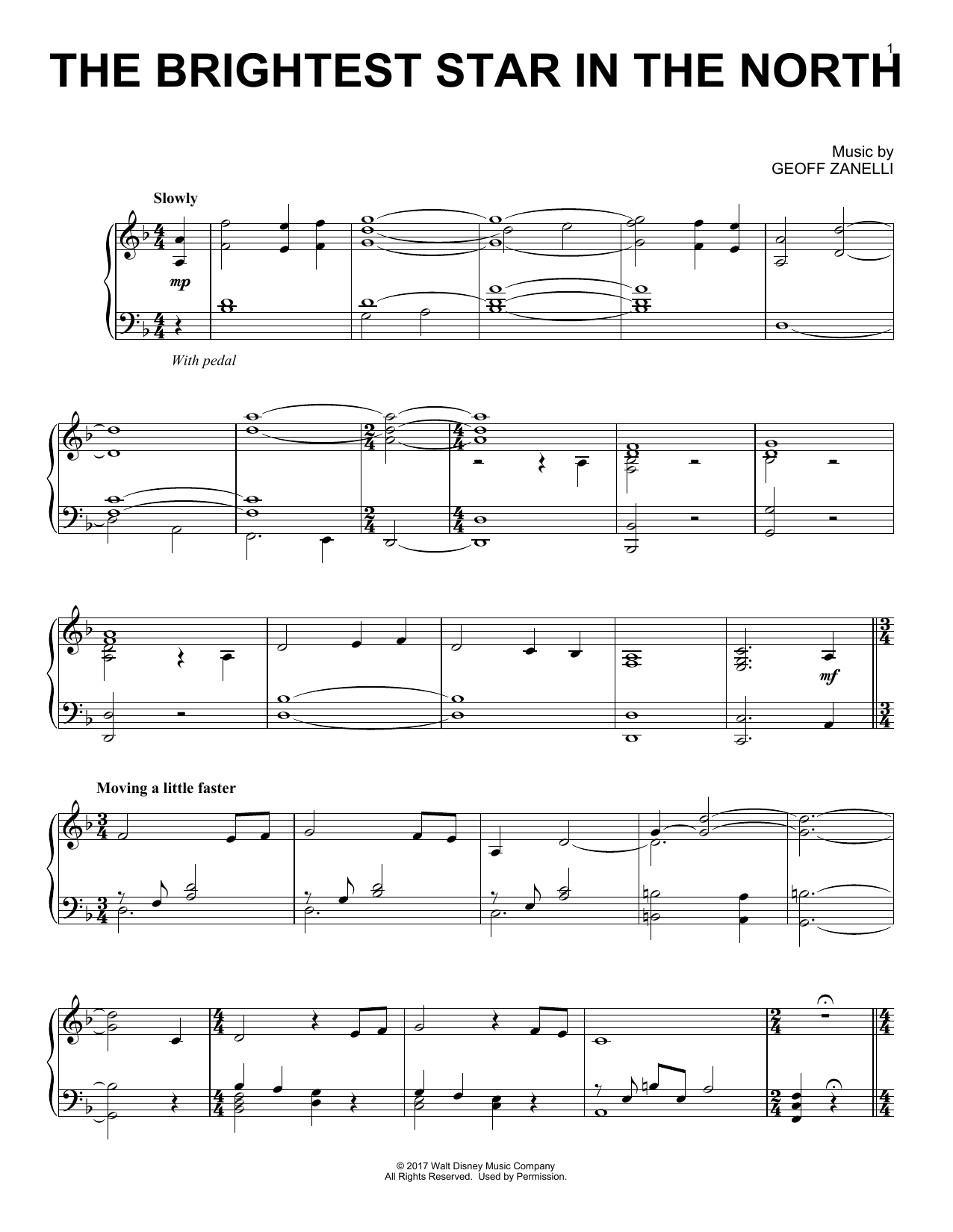 Download Geoff Zanelli The Brightest Star In The North Sheet Music and learn how to play Piano PDF digital score in minutes