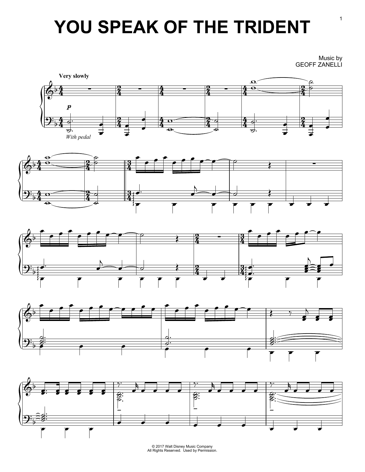 Download Geoff Zanelli You Speak Of The Trident Sheet Music and learn how to play Piano PDF digital score in minutes