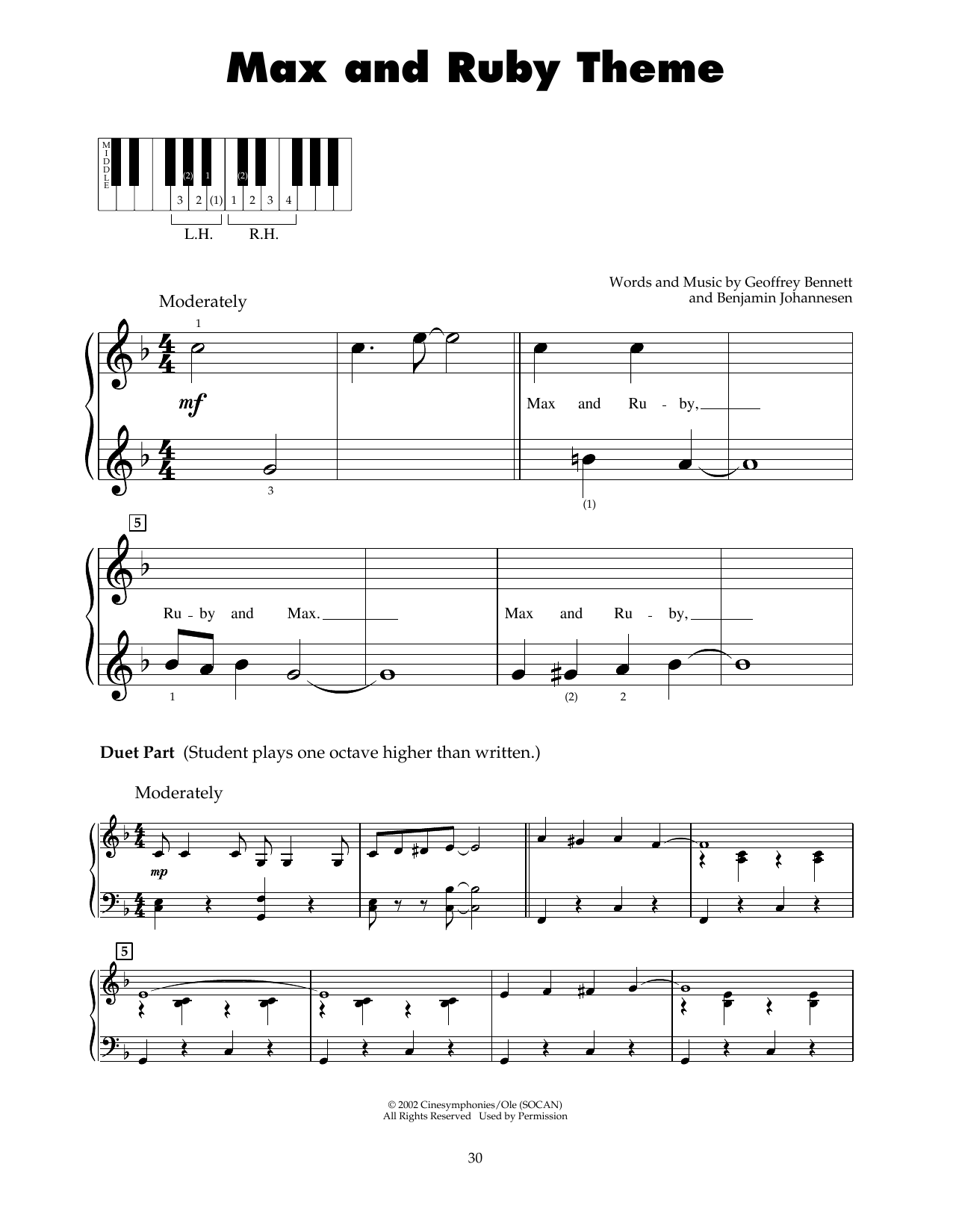 Download Geoffrey Bennett Max And Ruby Theme Sheet Music and learn how to play 5-Finger Piano PDF digital score in minutes