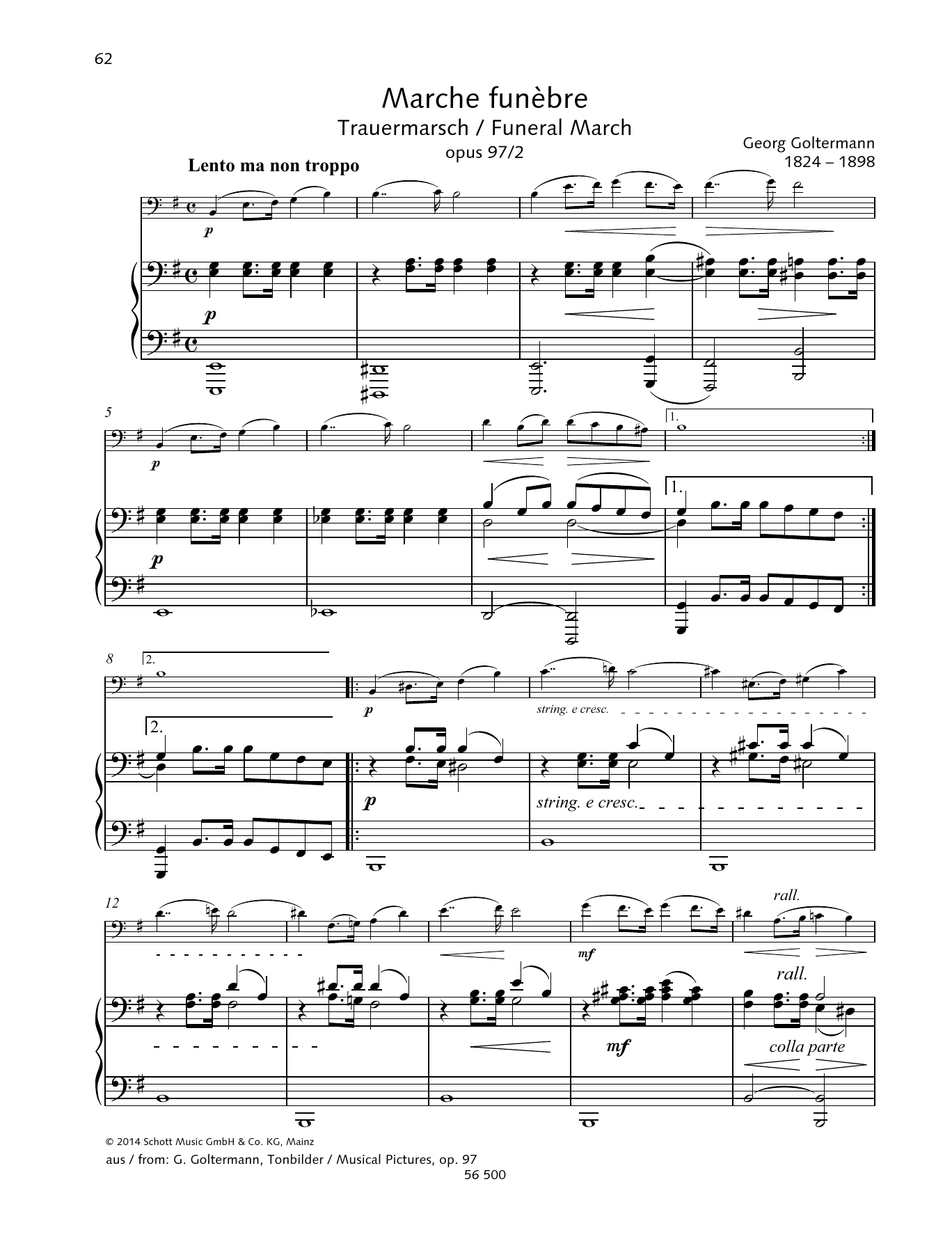 Download Georg Goltermann Marche Funebre Sheet Music and learn how to play String Solo PDF digital score in minutes