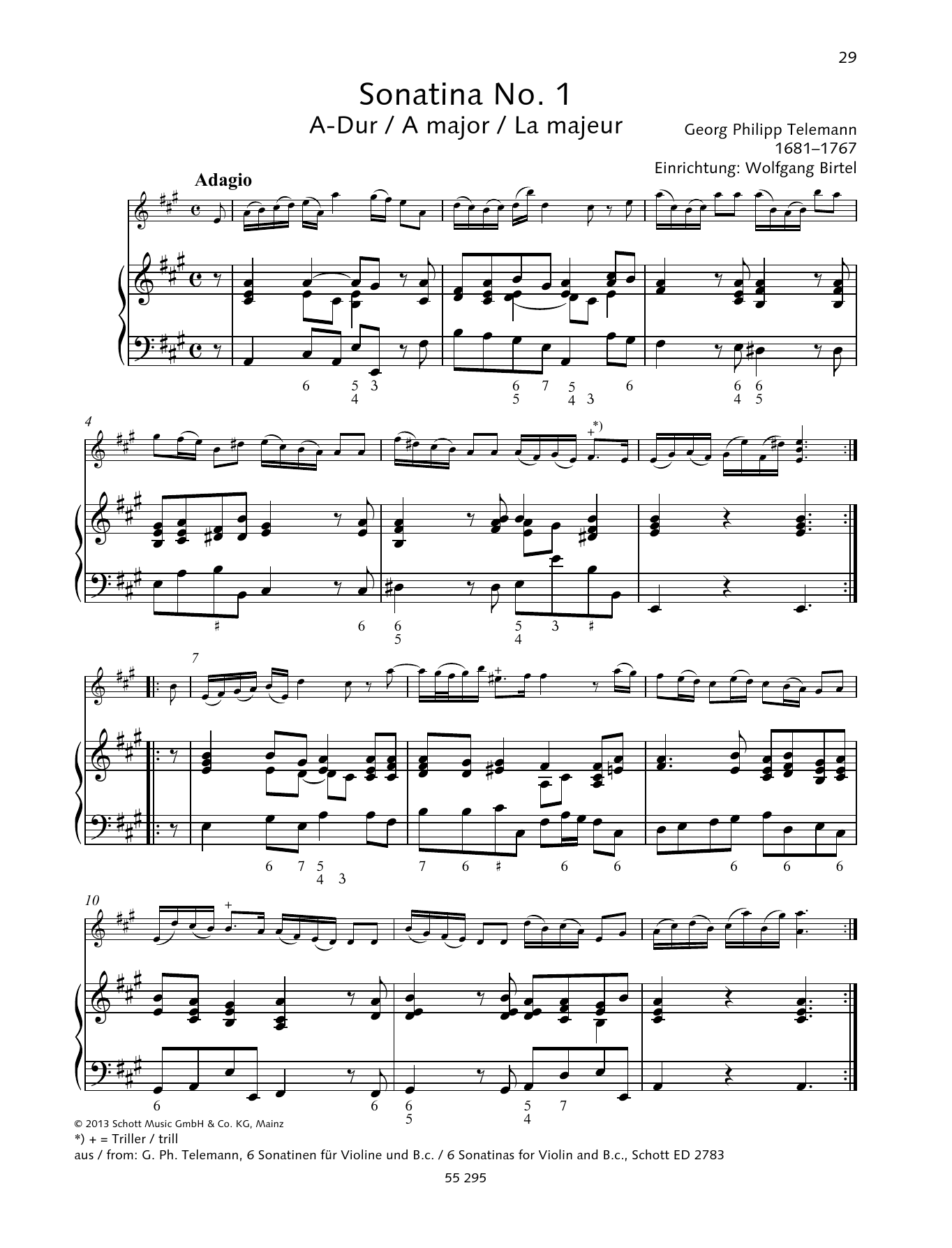 Download Georg Philipp Telemann Sonatina No. 1 Sheet Music and learn how to play String Solo PDF digital score in minutes