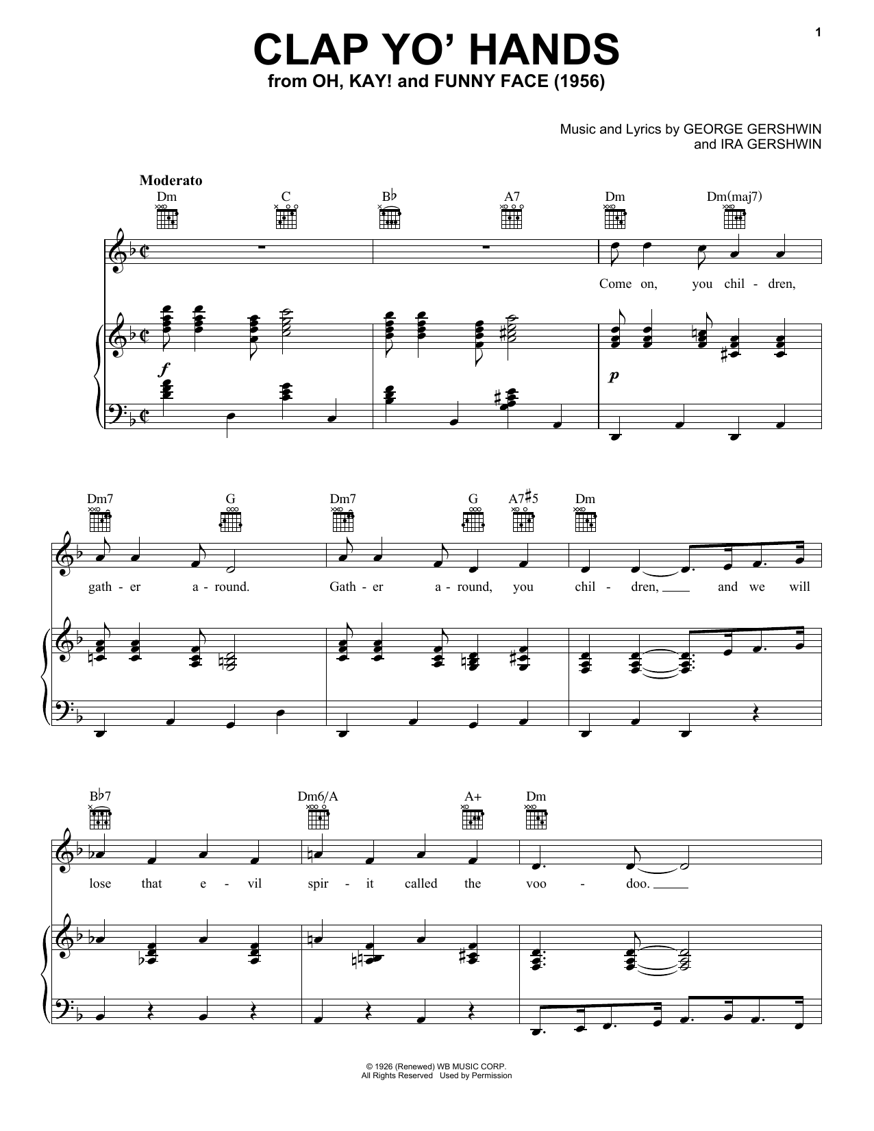 Download George Gershwin Clap Yo' Hands Sheet Music and learn how to play Piano, Vocal & Guitar (Right-Hand Melody) PDF digital score in minutes