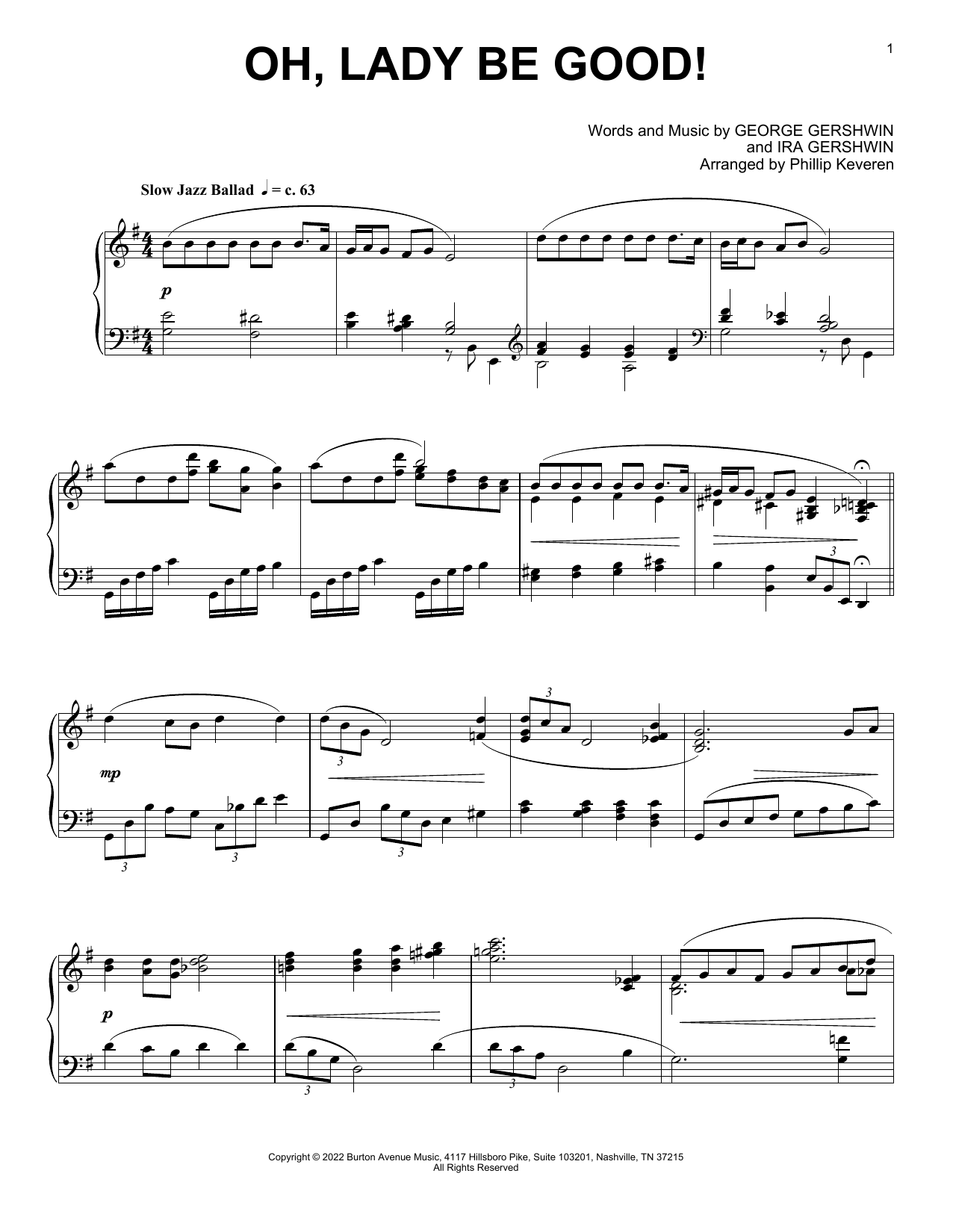 Download George & Ira Gershwin Oh, Lady Be Good! (arr. Phillip Keveren) Sheet Music and learn how to play Piano Solo PDF digital score in minutes