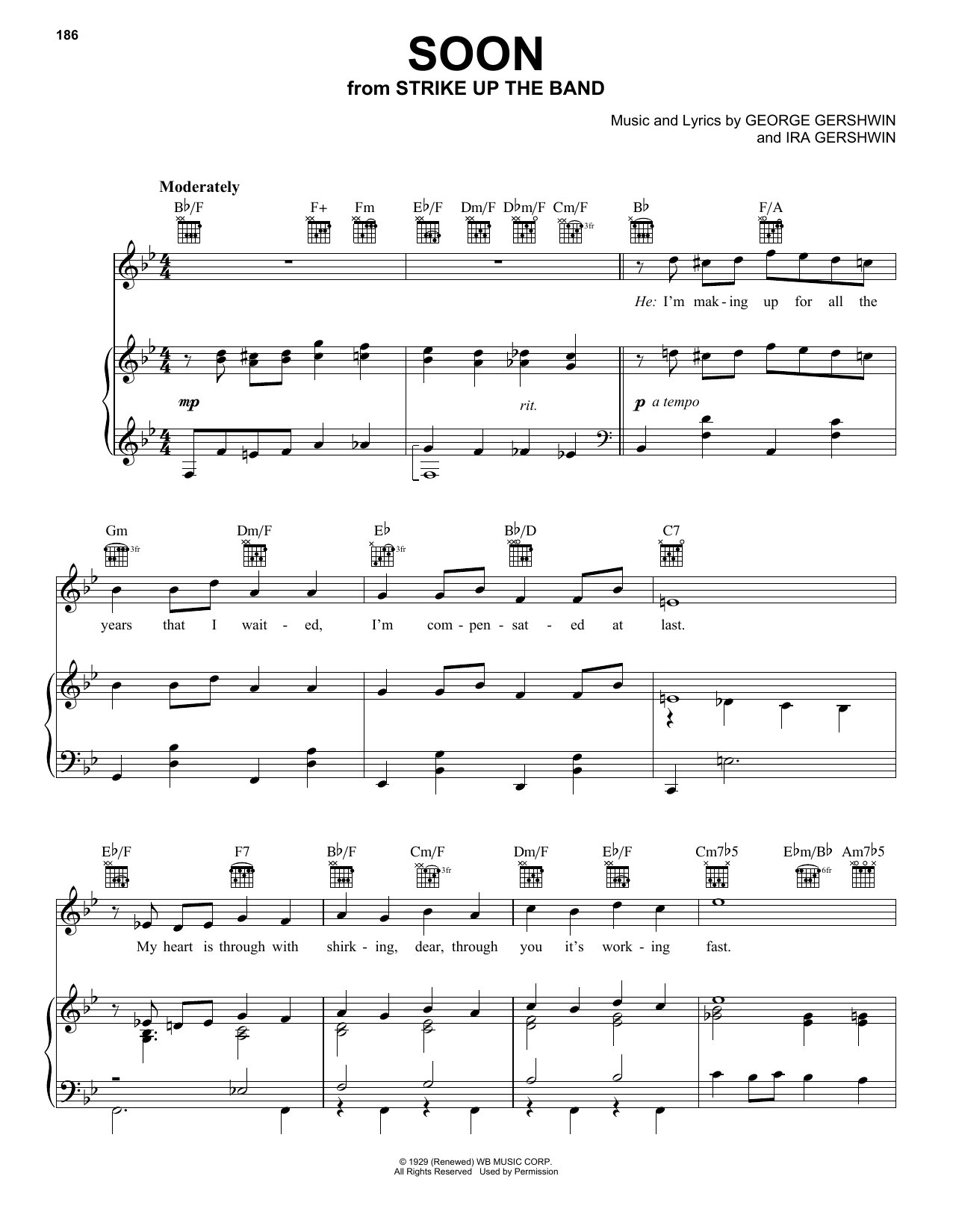 Download George Gershwin Soon Sheet Music and learn how to play Piano, Vocal & Guitar (Right-Hand Melody) PDF digital score in minutes