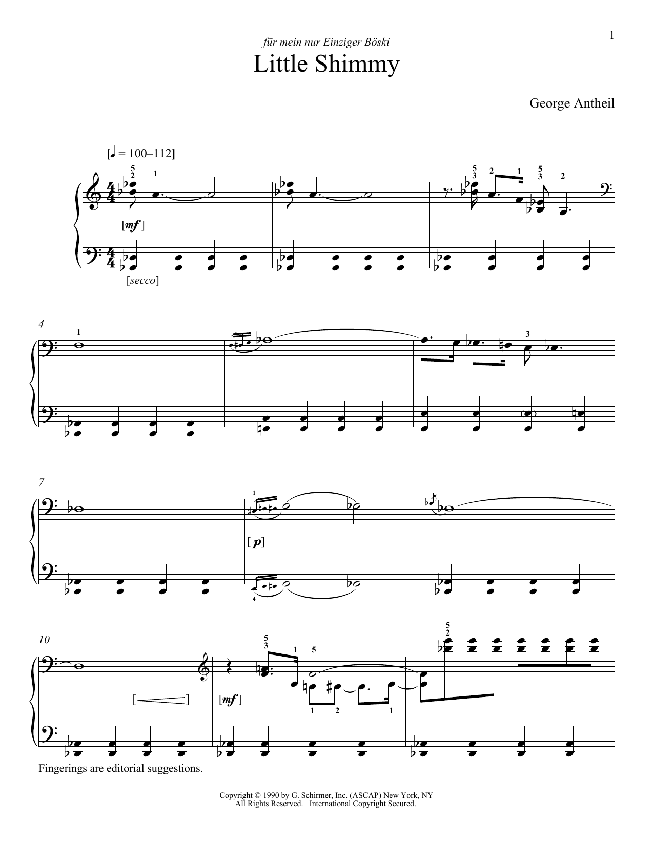 Download George Antheil Little Shimmy Sheet Music and learn how to play Piano PDF digital score in minutes