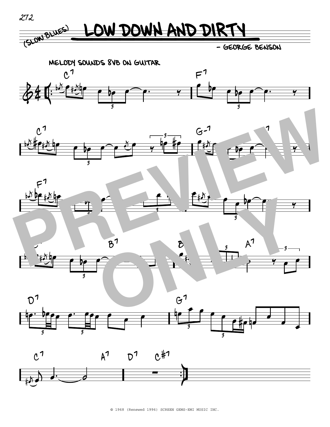 Download George Benson Low Down And Dirty Sheet Music and learn how to play Real Book – Melody & Chords PDF digital score in minutes