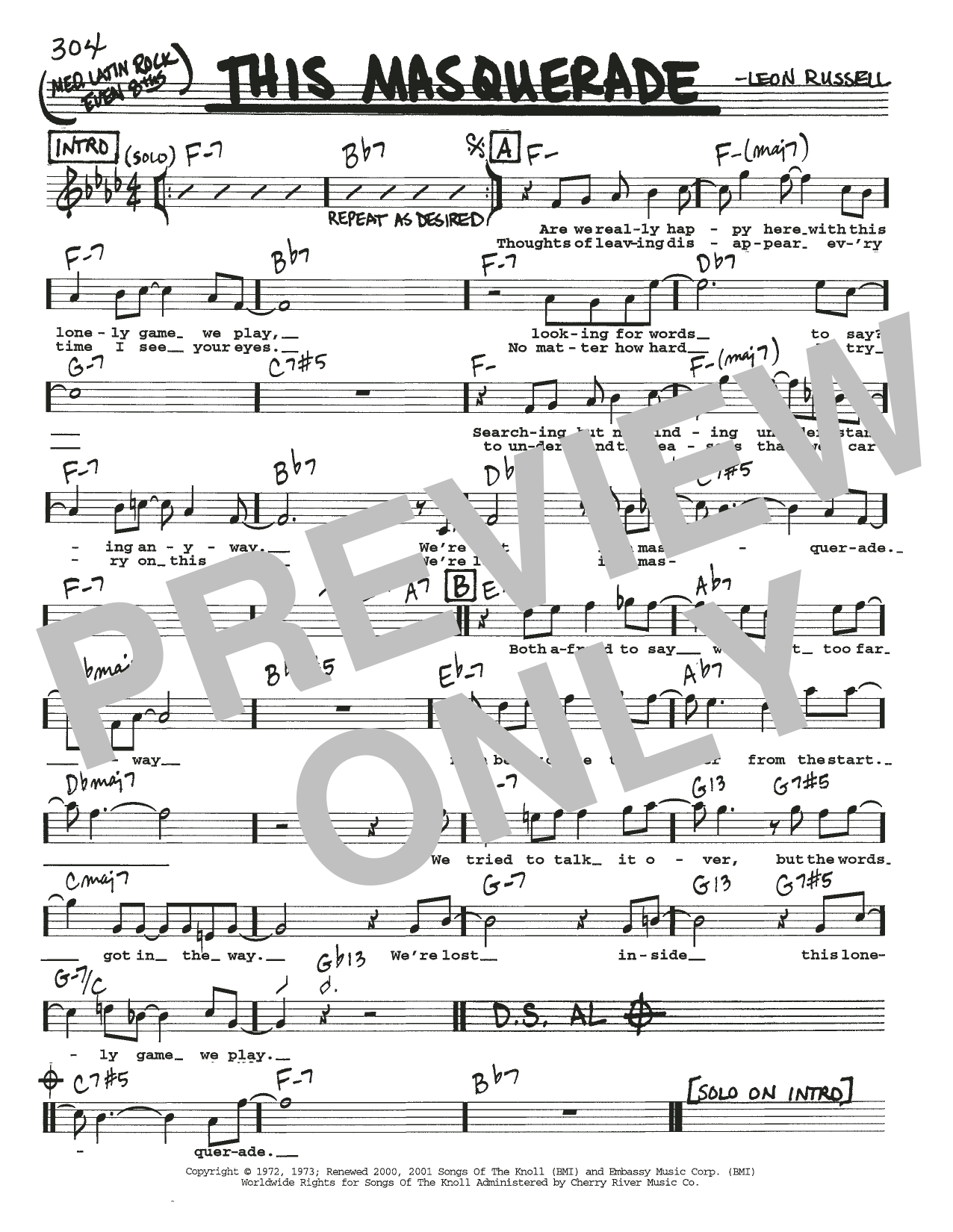 Download George Benson This Masquerade Sheet Music and learn how to play Lead Sheet / Fake Book PDF digital score in minutes