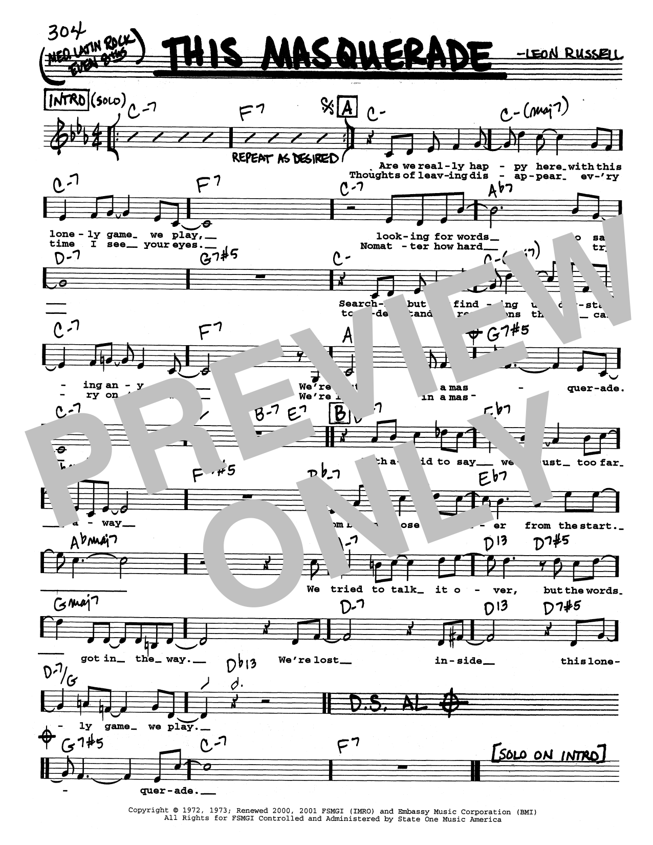 Download George Benson This Masquerade (Low Voice) Sheet Music and learn how to play Real Book – Melody, Lyrics & Chords PDF digital score in minutes