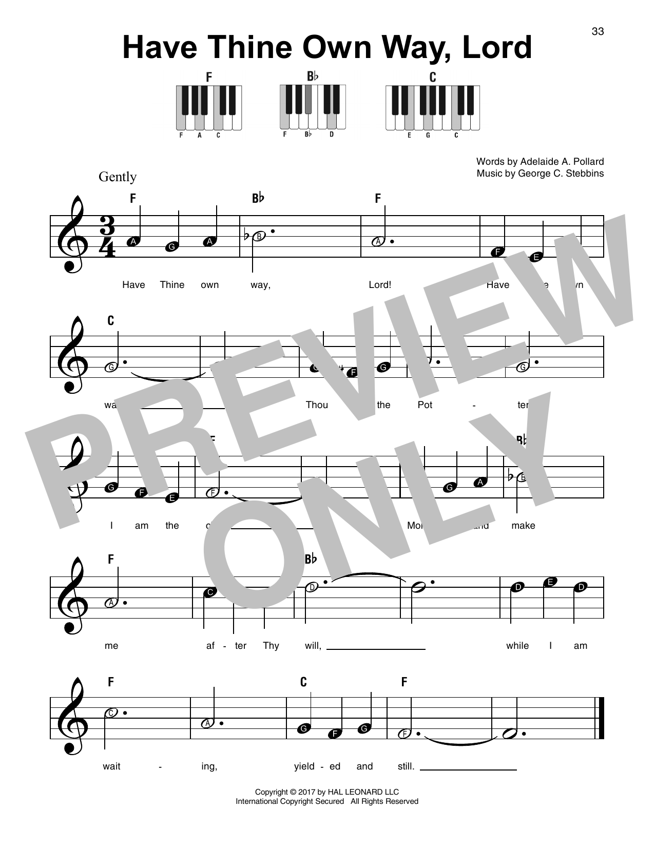 Download George C. Stebbins Have Thine Own Way, Lord Sheet Music and learn how to play Easy Piano PDF digital score in minutes