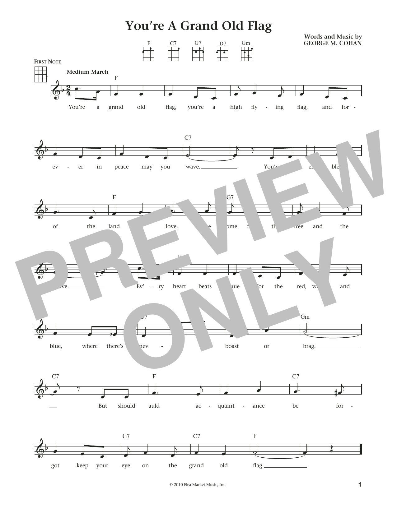 Download George Cohan You're A Grand Old Flag Sheet Music and learn how to play Ukulele PDF digital score in minutes