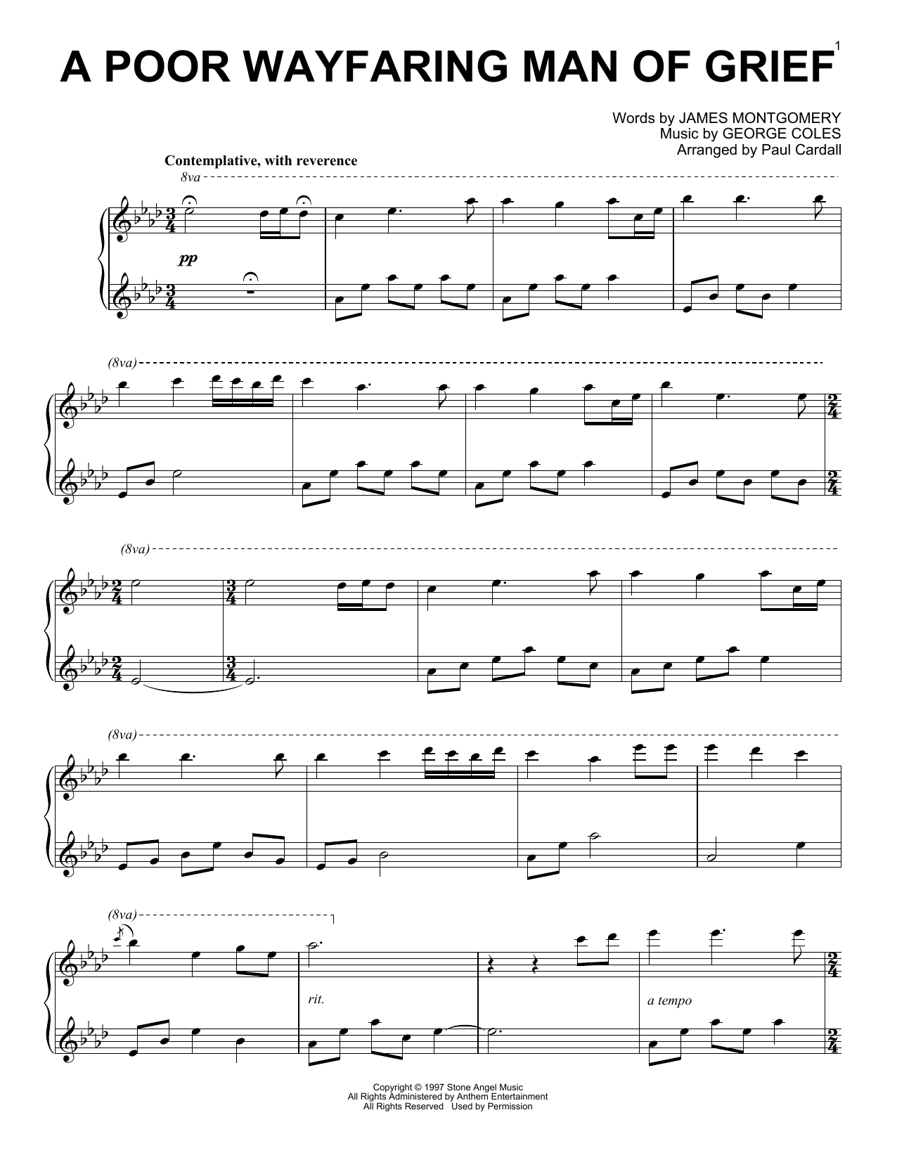 Download George Coles A Poor Wayfaring Man Of Grief (arr. Paul Cardall) Sheet Music and learn how to play Piano Solo PDF digital score in minutes