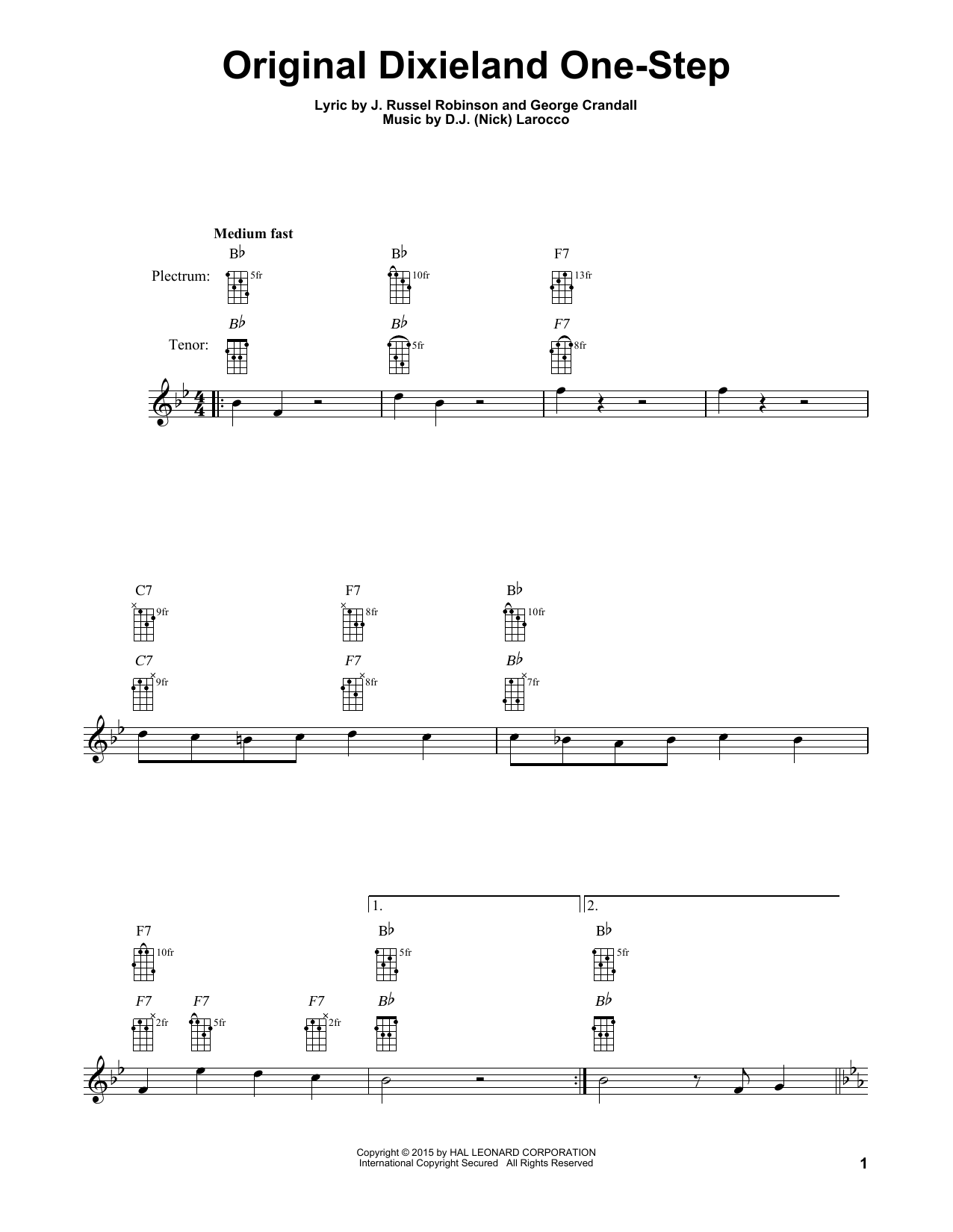 Download George Crandall Original Dixieland One-Step Sheet Music and learn how to play Banjo PDF digital score in minutes