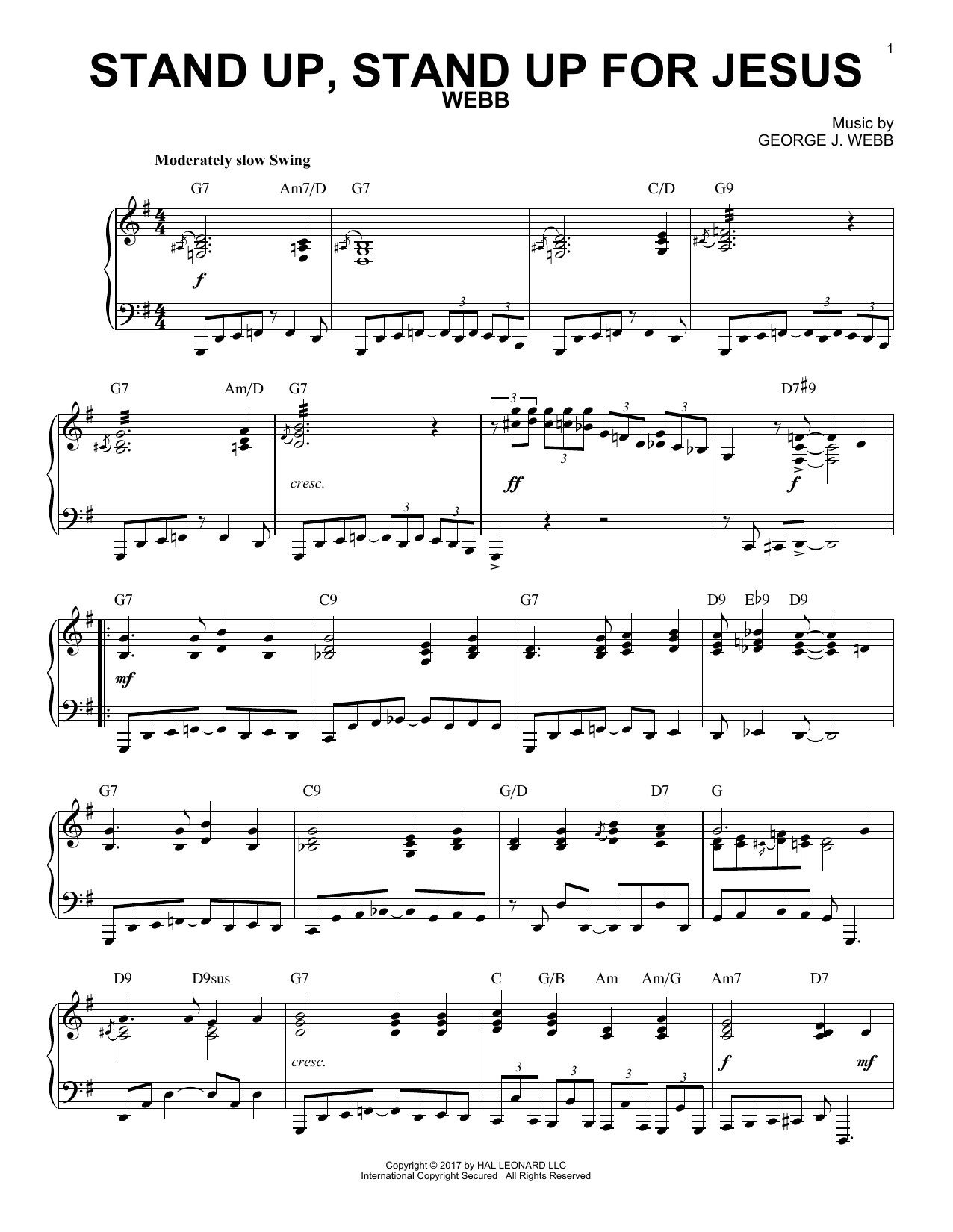 Download George Duffield, Jr. Stand Up, Stand Up For Jesus Sheet Music and learn how to play Piano PDF digital score in minutes