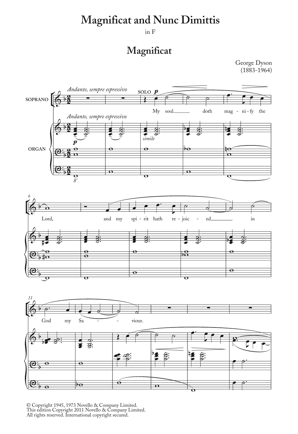 Download George Dyson Magnificat And Nunc Dimittis In F Sheet Music and learn how to play Choir PDF digital score in minutes