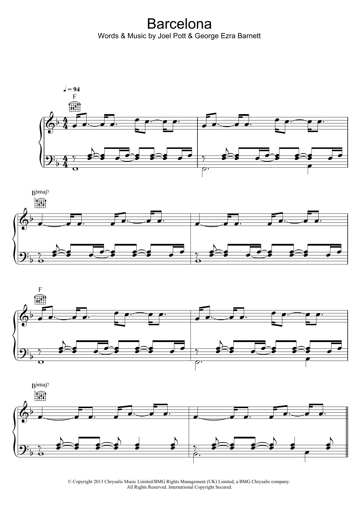 Download George Ezra Barcelona Sheet Music and learn how to play Piano, Vocal & Guitar (Right-Hand Melody) PDF digital score in minutes