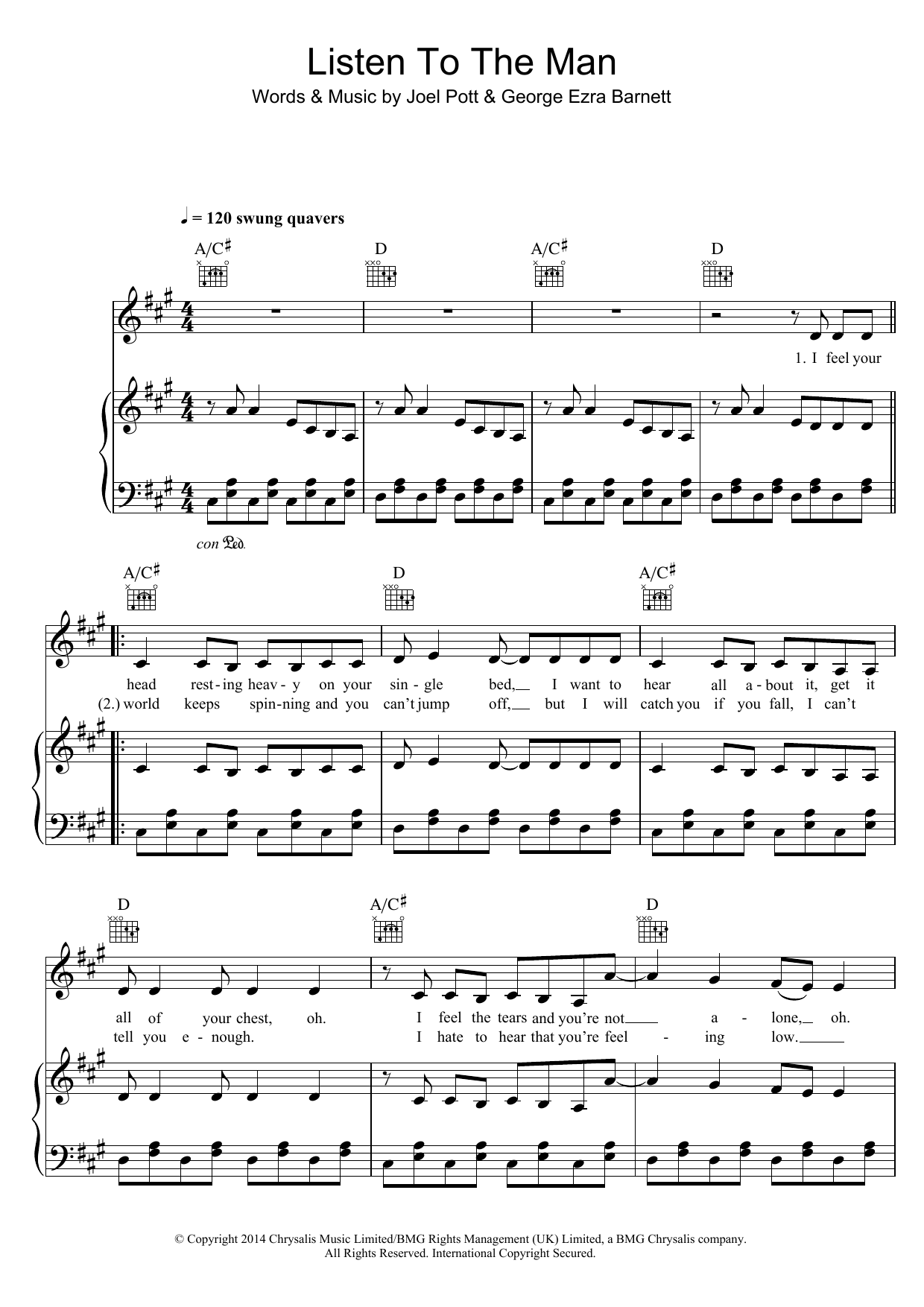 Download George Ezra Listen To The Man Sheet Music and learn how to play Piano, Vocal & Guitar (Right-Hand Melody) PDF digital score in minutes