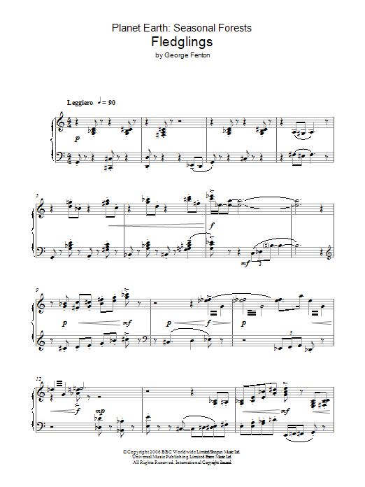 Download George Fenton Planet Earth: Fledglings Sheet Music and learn how to play Piano PDF digital score in minutes