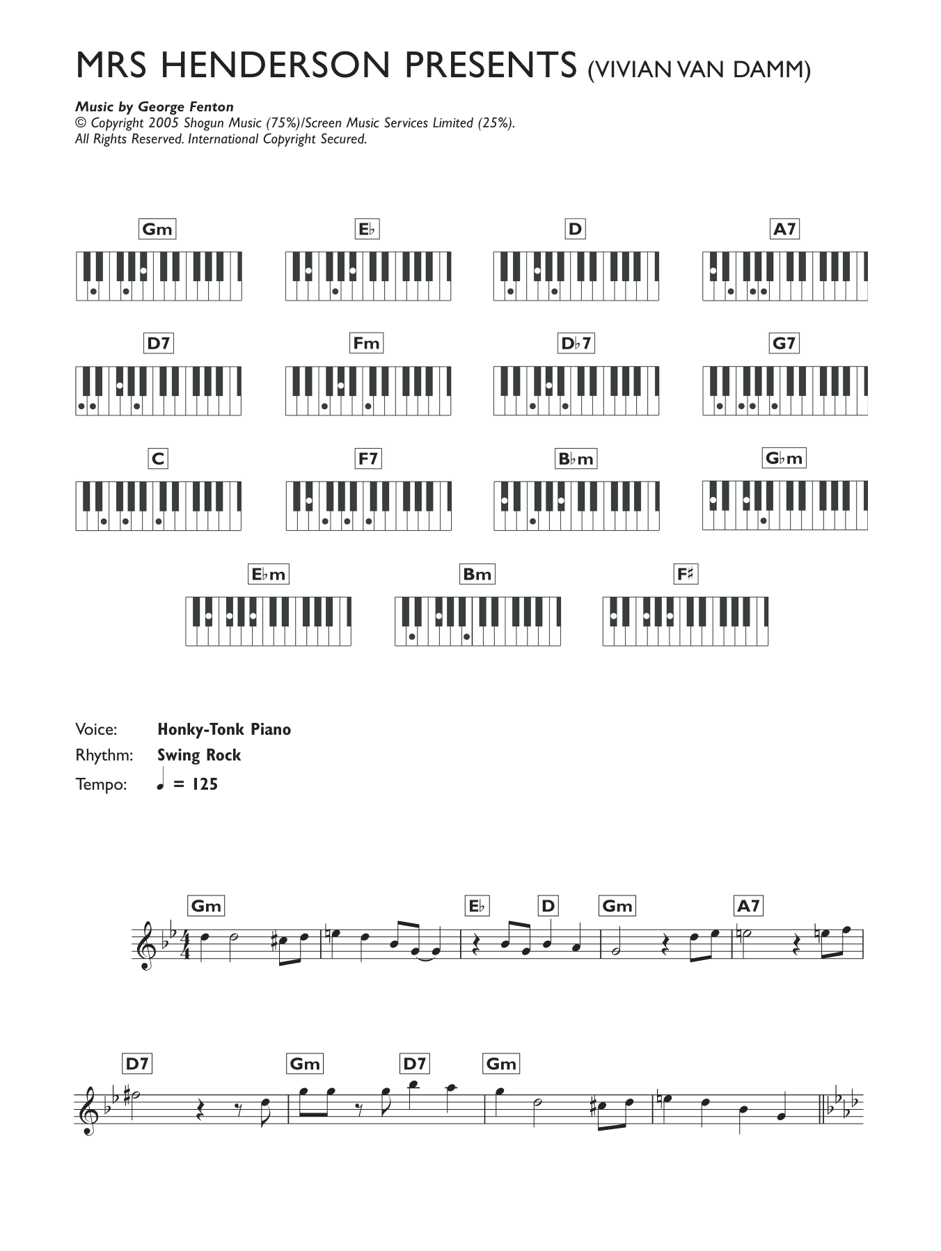 Download George Fenton Vivian Van Damm Sheet Music and learn how to play Keyboard PDF digital score in minutes