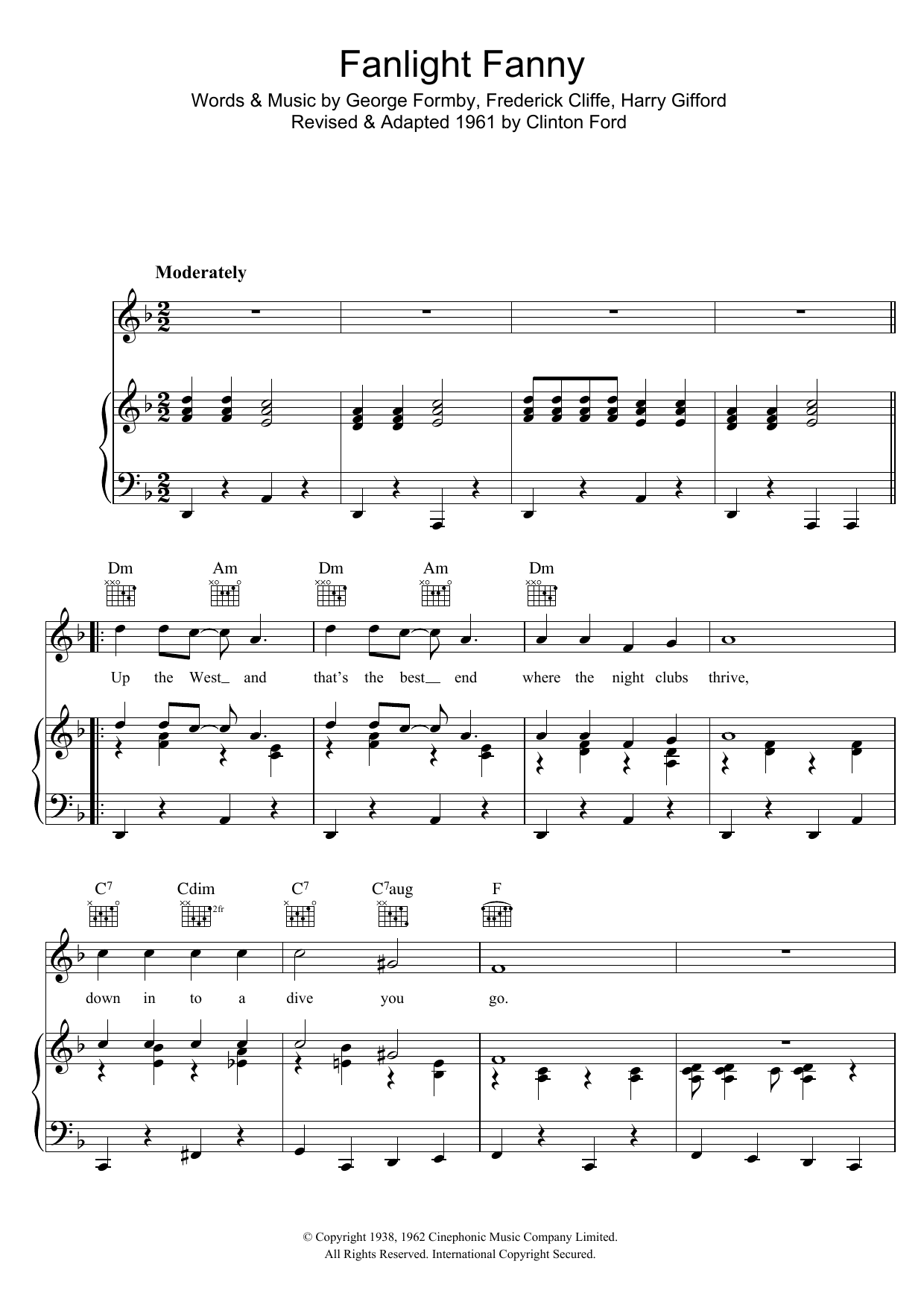 Download George Formby Fanlight Fanny Sheet Music and learn how to play Melody Line, Lyrics & Chords PDF digital score in minutes