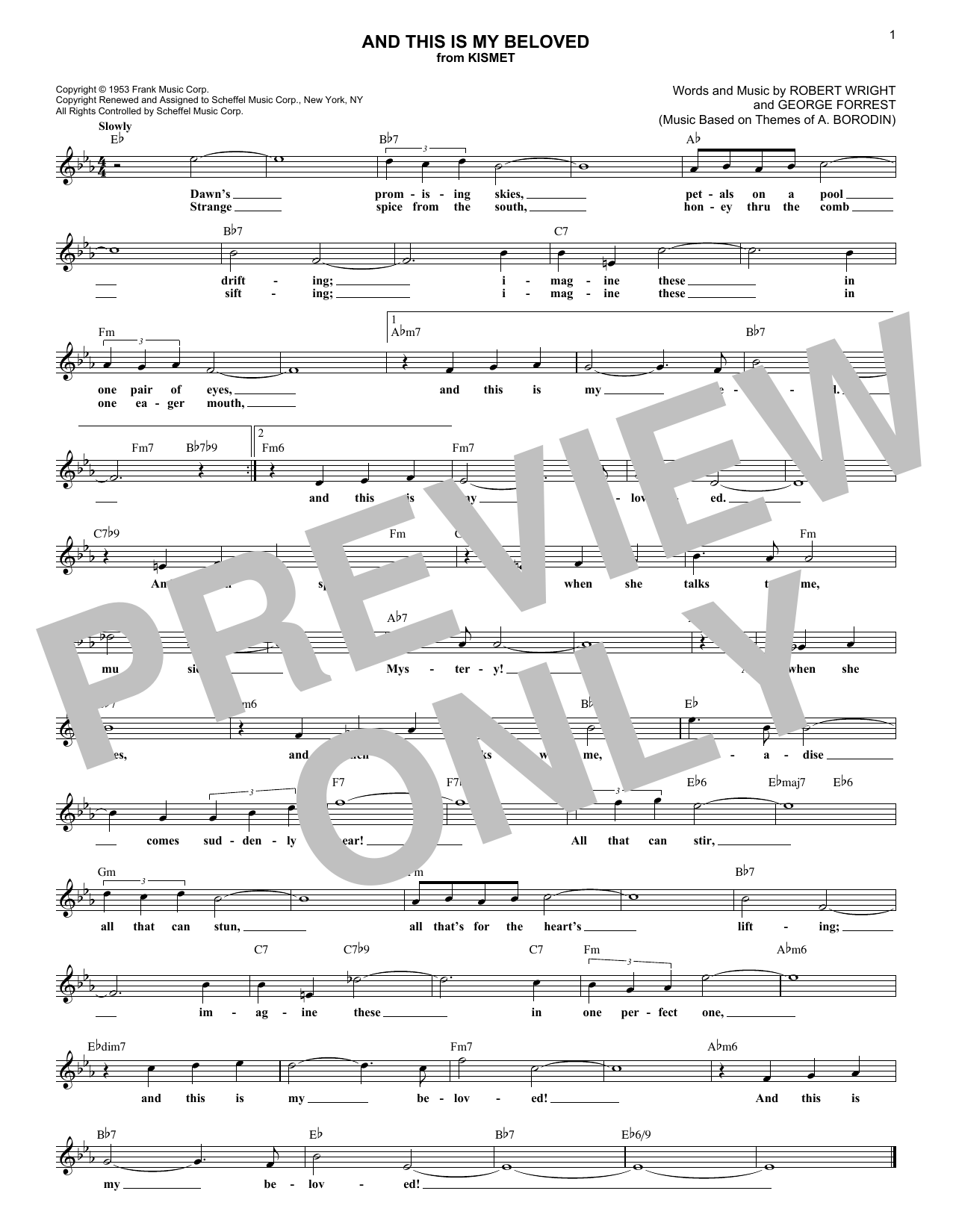 Download George Forrest And This Is My Beloved Sheet Music and learn how to play Lead Sheet / Fake Book PDF digital score in minutes