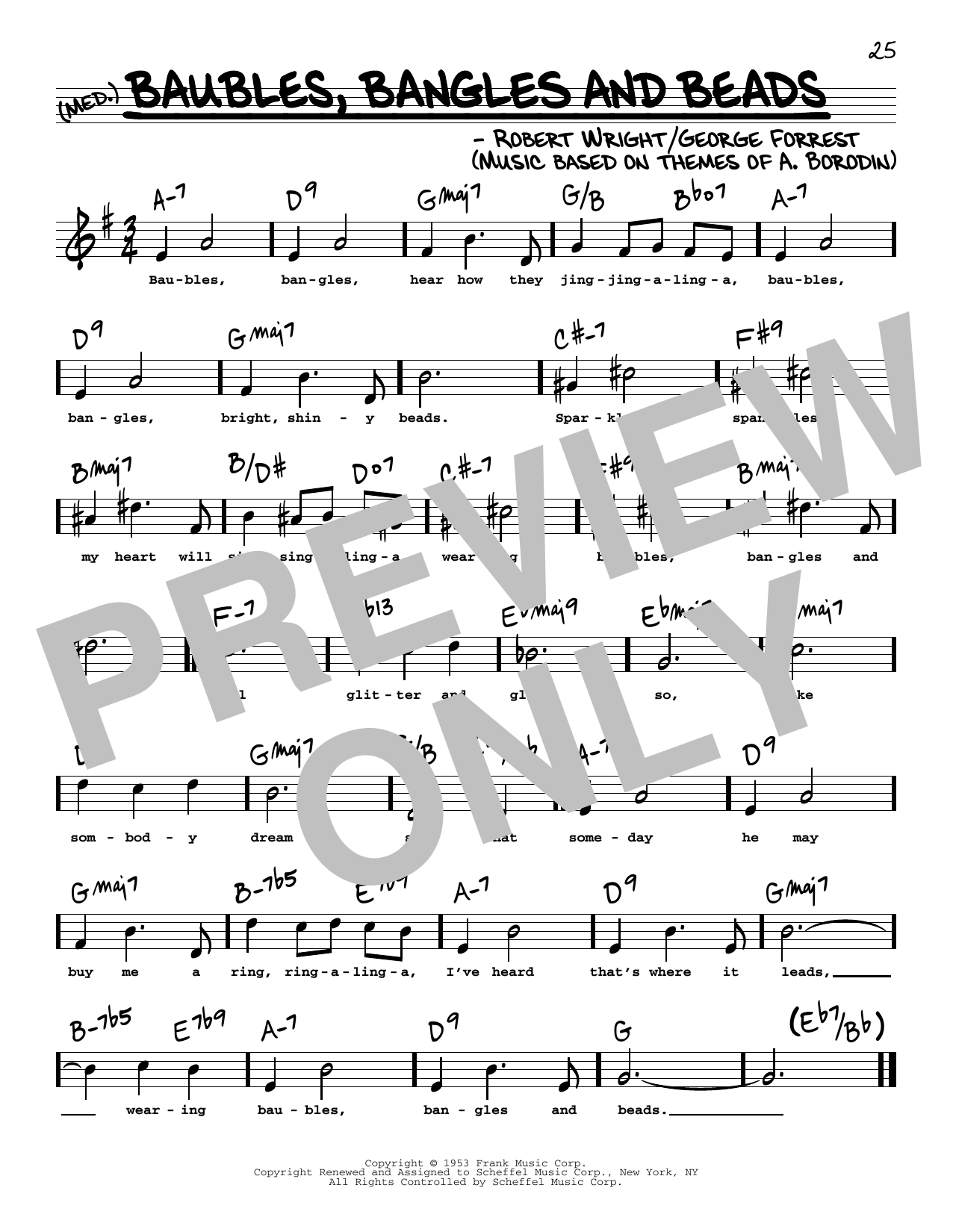 Download George Forrest Baubles, Bangles And Beads (High Voice) (from Kismet) Sheet Music and learn how to play Real Book – Melody, Lyrics & Chords PDF digital score in minutes