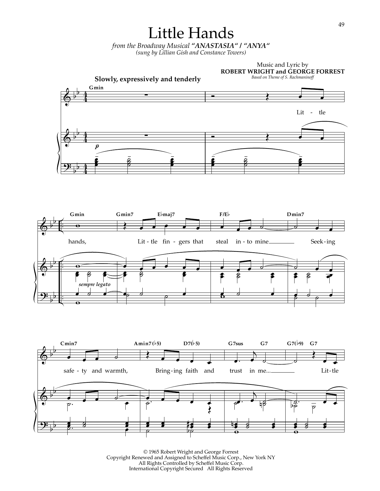 Download George Forrest Little Hands (from Anya) Sheet Music and learn how to play Piano & Vocal PDF digital score in minutes