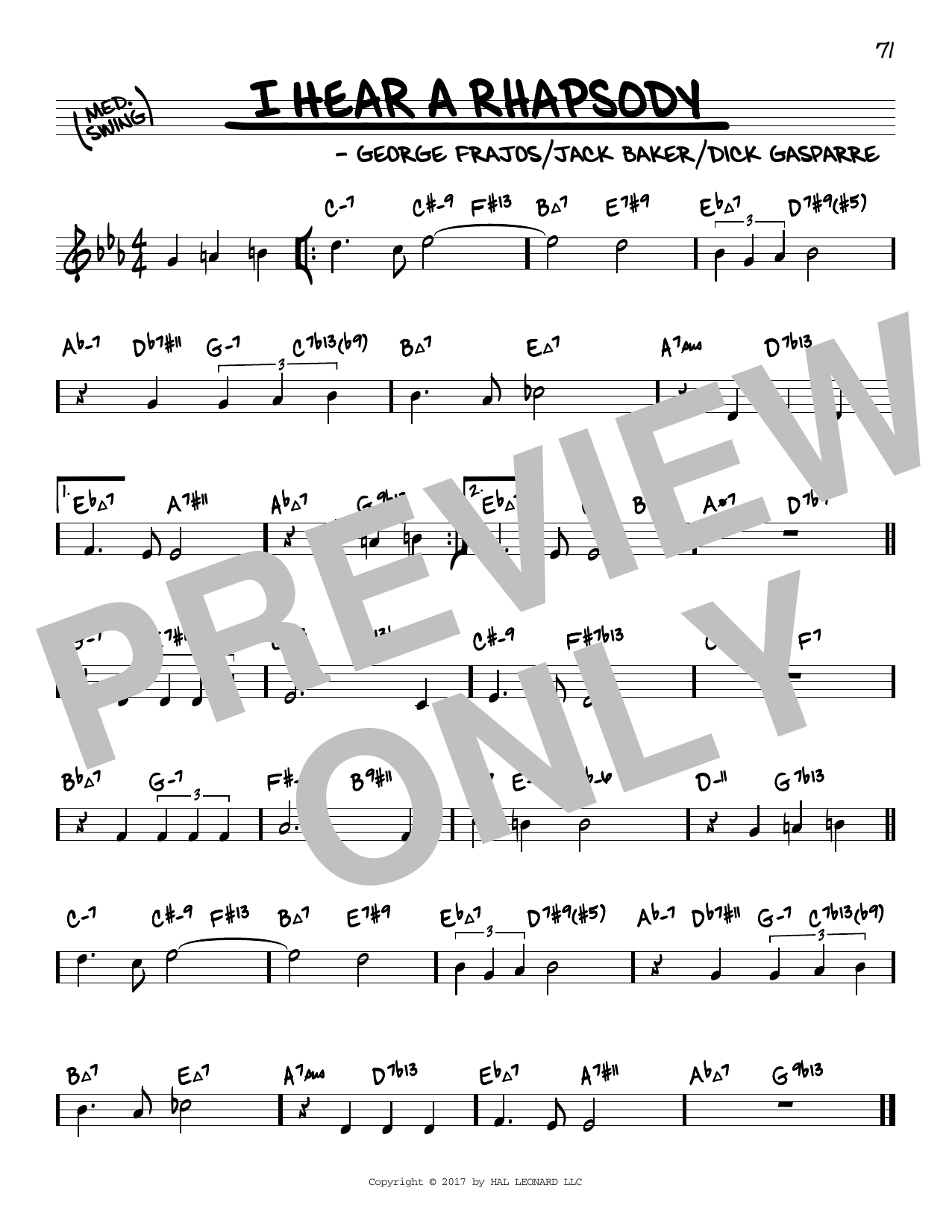 Download George Frajos I Hear A Rhapsody (arr. David Hazeltine) Sheet Music and learn how to play Real Book – Enhanced Chords PDF digital score in minutes