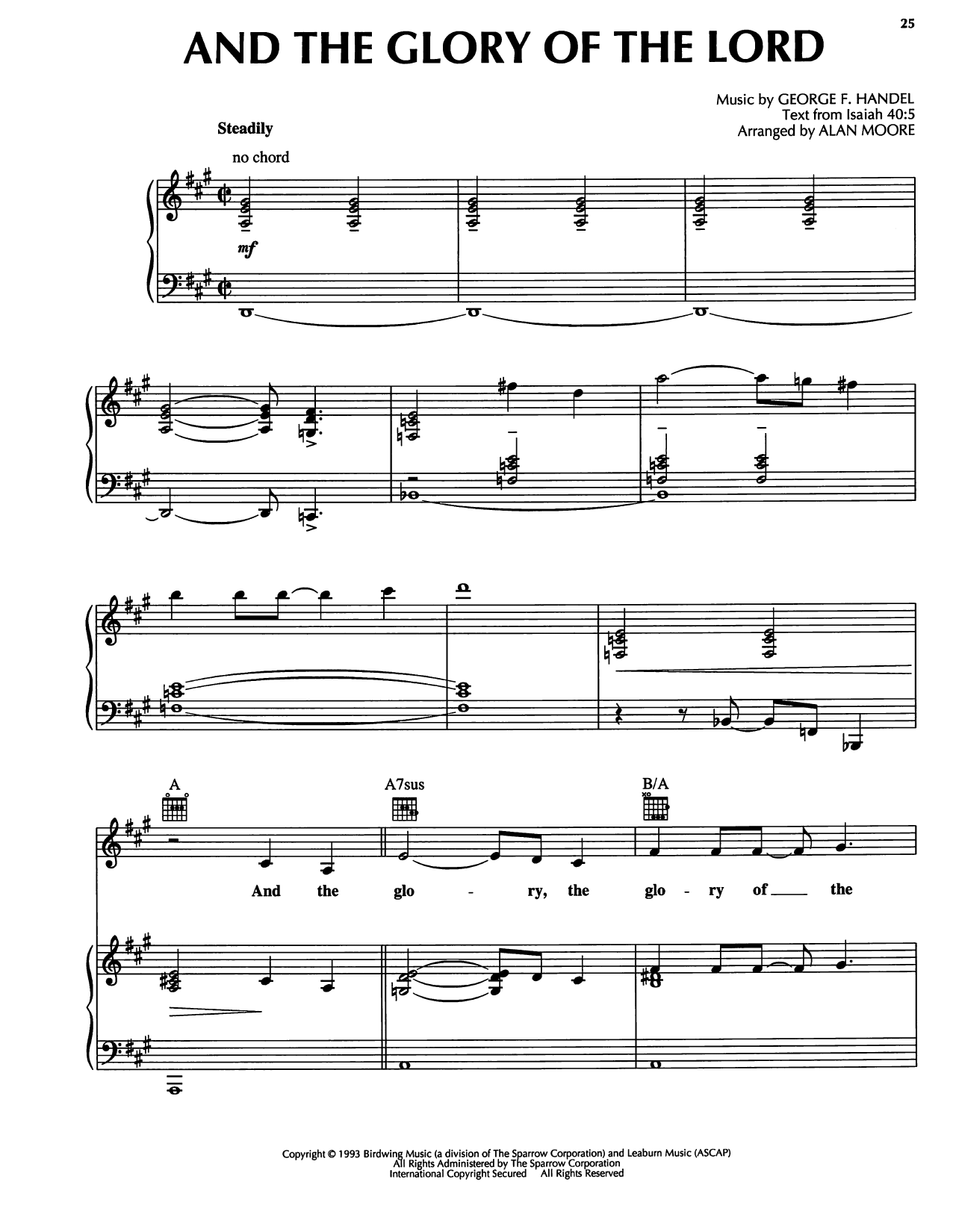 Download George Frideric Handel And The Glory Of The Lord Sheet Music and learn how to play Piano, Vocal & Guitar Chords (Right-Hand Melody) PDF digital score in minutes