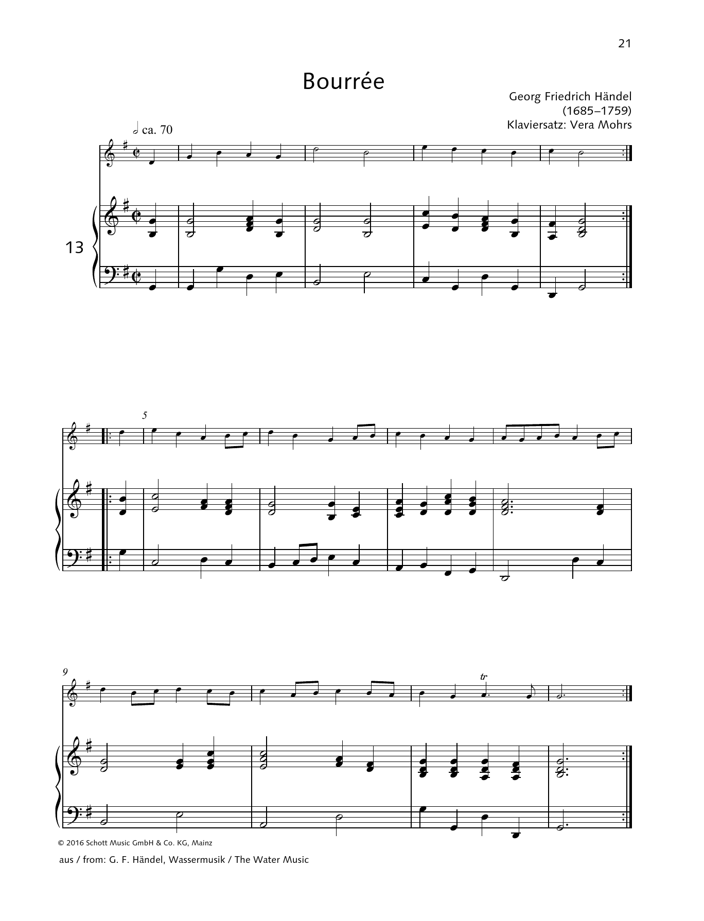 Download George Frideric Handel Bourée Sheet Music and learn how to play Woodwind Solo PDF digital score in minutes
