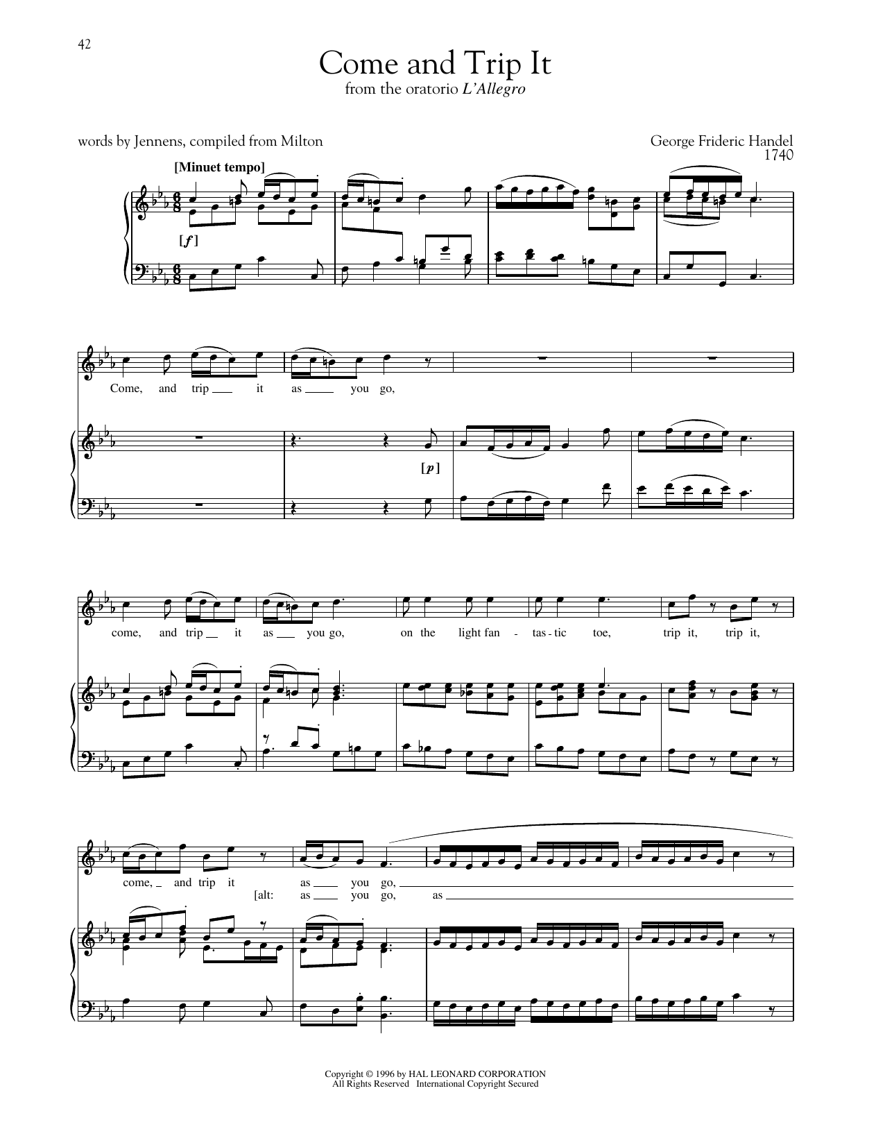 Download George Frideric Handel Come And Trip It Sheet Music and learn how to play Piano & Vocal PDF digital score in minutes