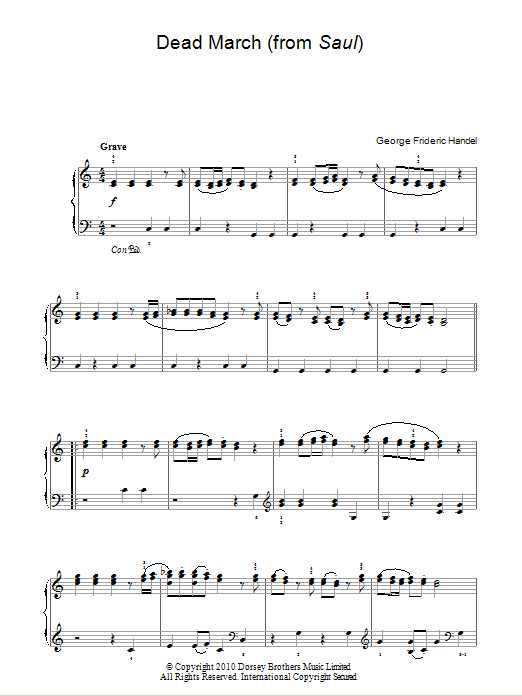 Download George Frideric Handel Dead March (from Saul) Sheet Music and learn how to play Easy Piano PDF digital score in minutes