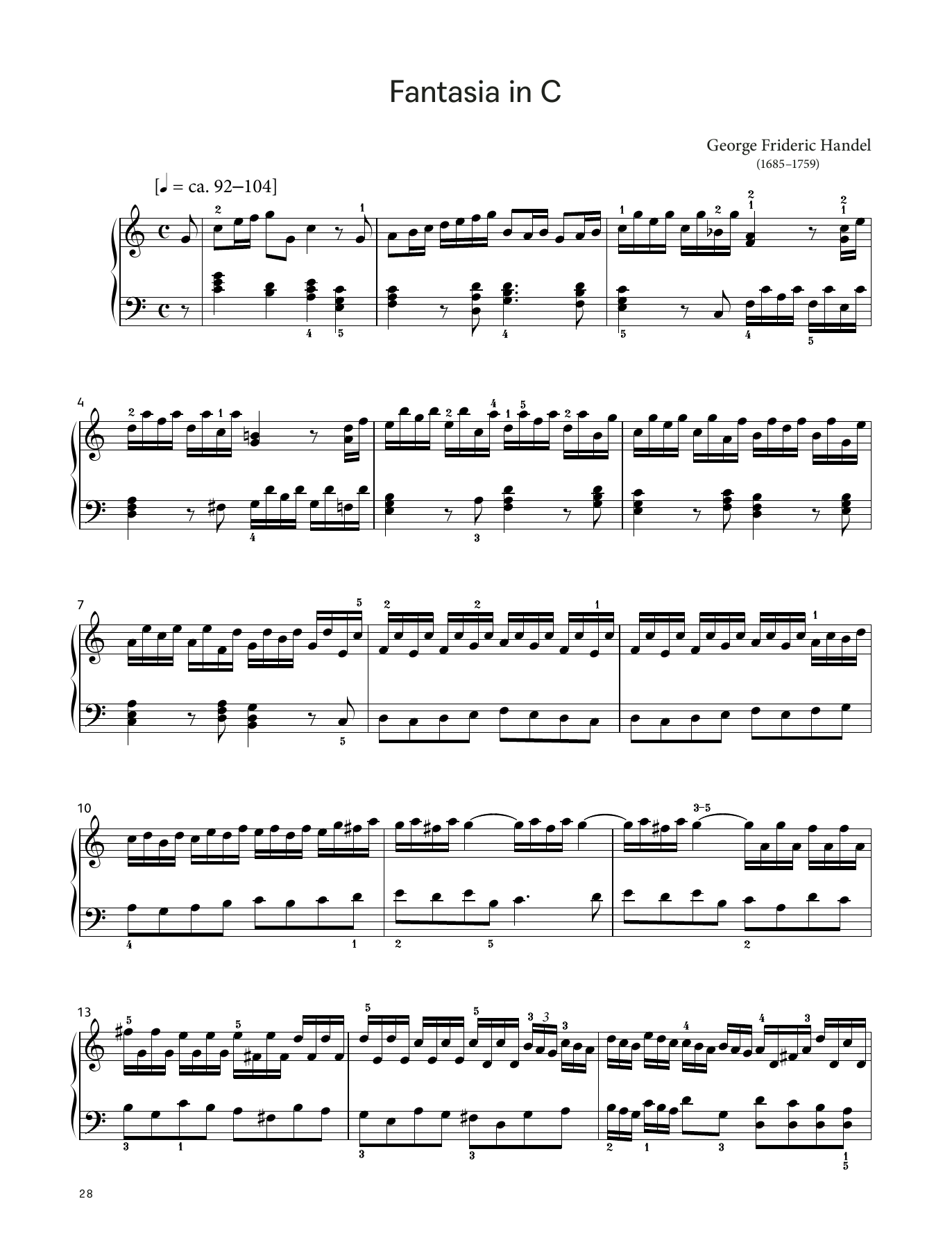 Download George Frideric Handel Fantasia in C, HWV 490 (LCME Piano 2018 Grade 7 List A) Sheet Music and learn how to play Piano Solo PDF digital score in minutes